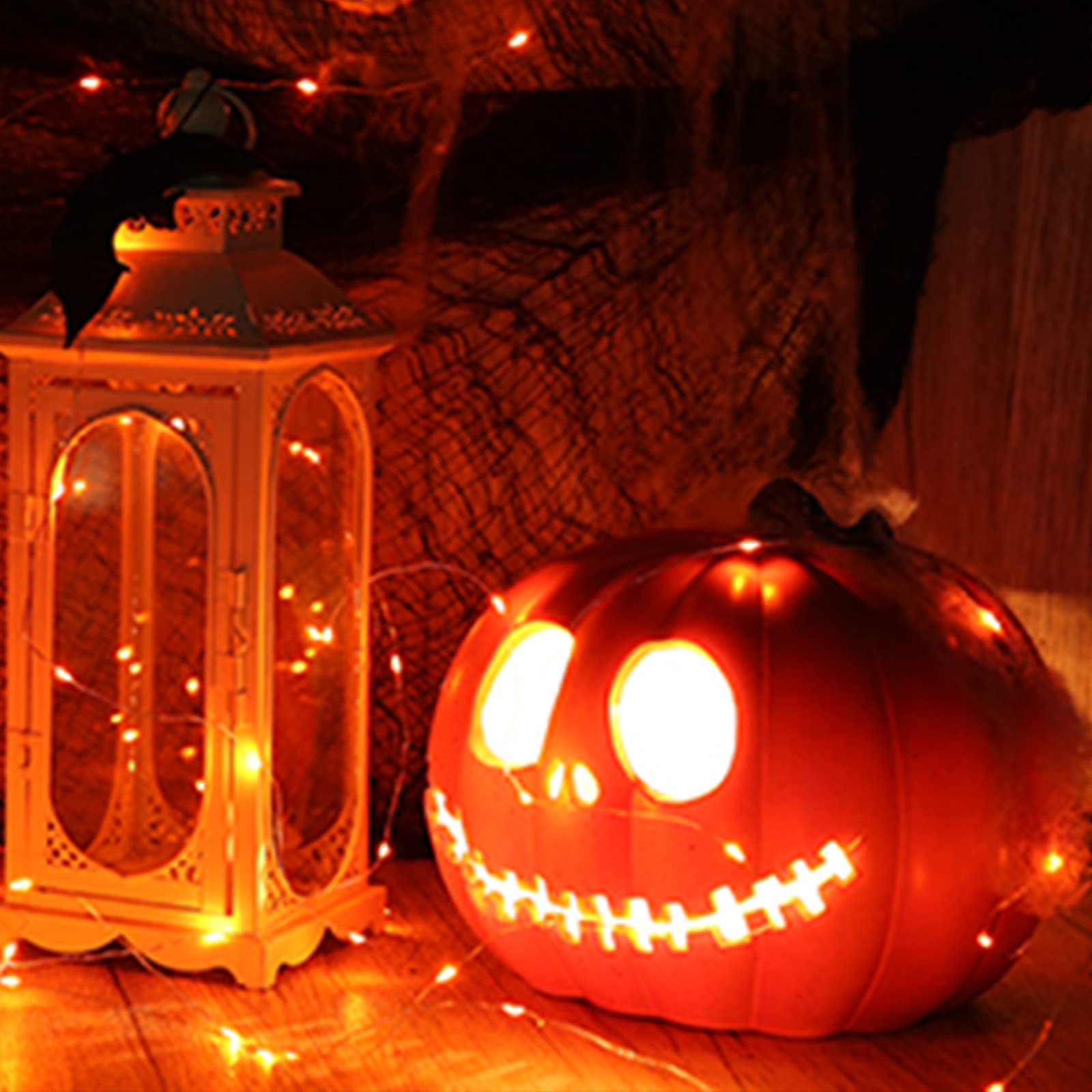 Yiaht 12 Pack Orange Halloween Lights, Battery Operated, 7 Feet, 20 LED, Waterproof Mini String Lights for Indoor/Outdoor Decorations