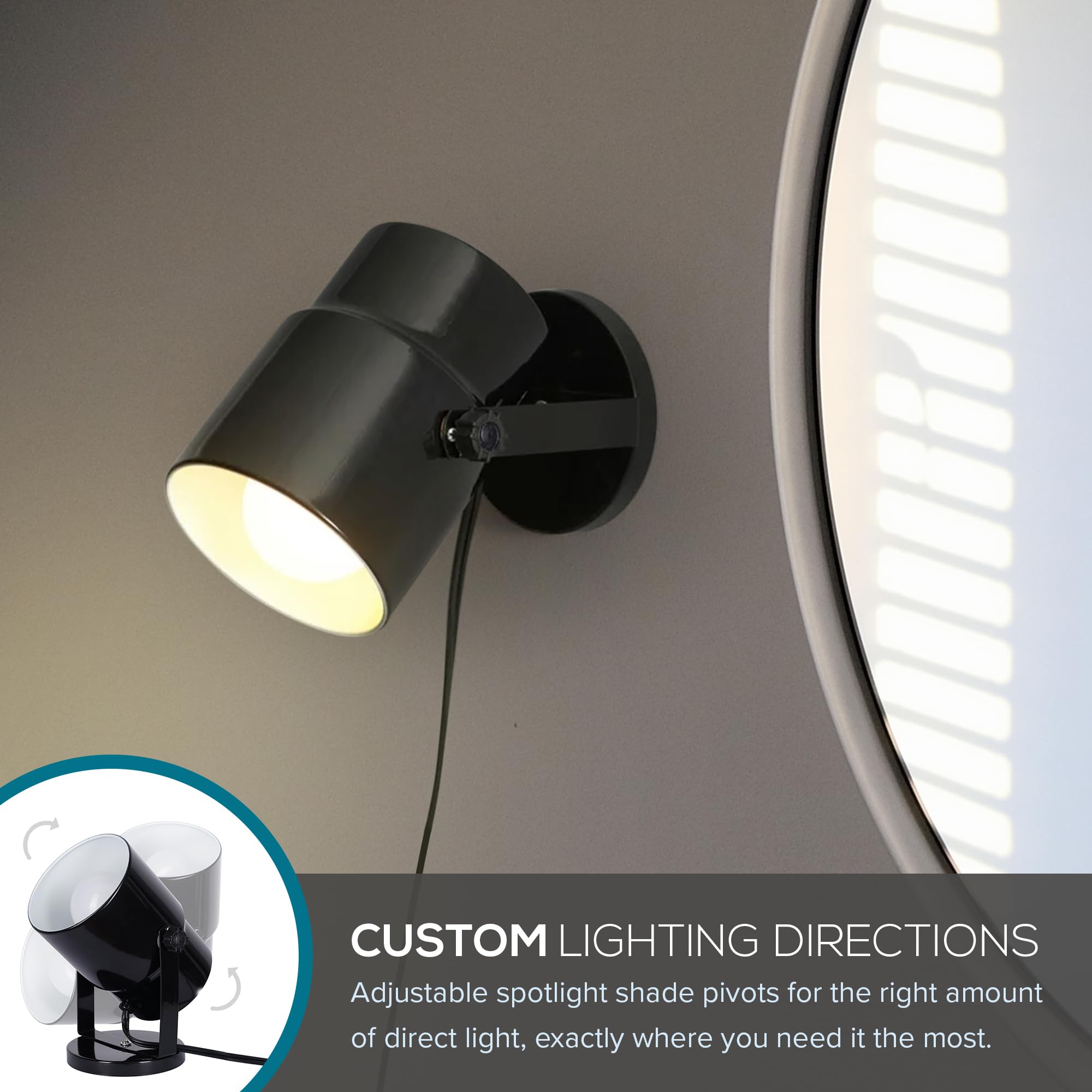 Catalina Lighting 24291-000 Multipurpose Spotlight Accent Lamp, Desk Or Wall Mount Lamp For Office, Living Room, Dorm Or Bedroom