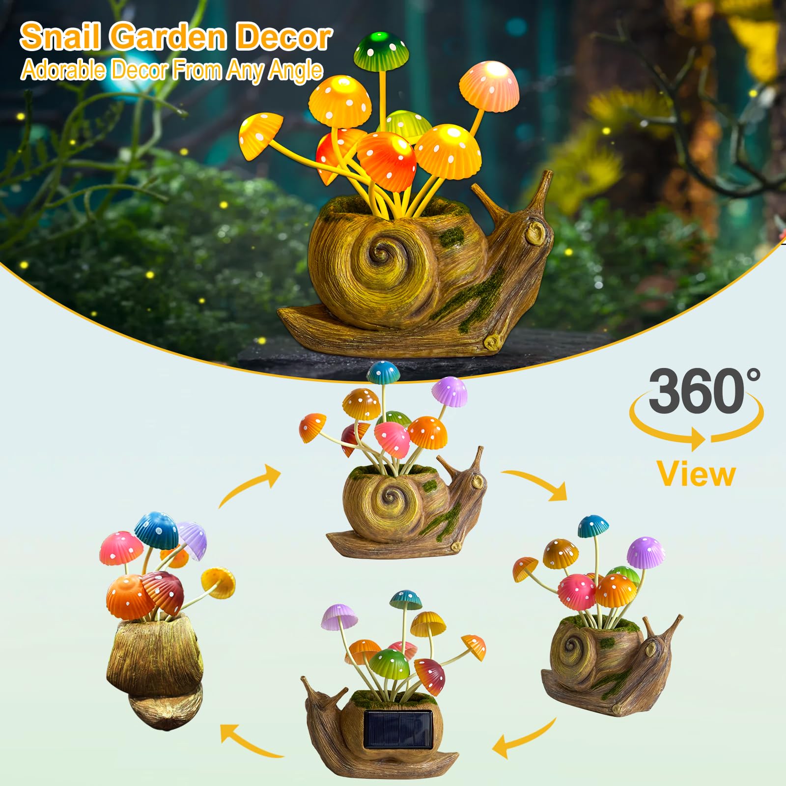 Solar Lights Outdoor Fairy Garden Accessories, Snail Statues Garden Decor For Outside, Easter Gifts Yard Decorations Patio Lawn
