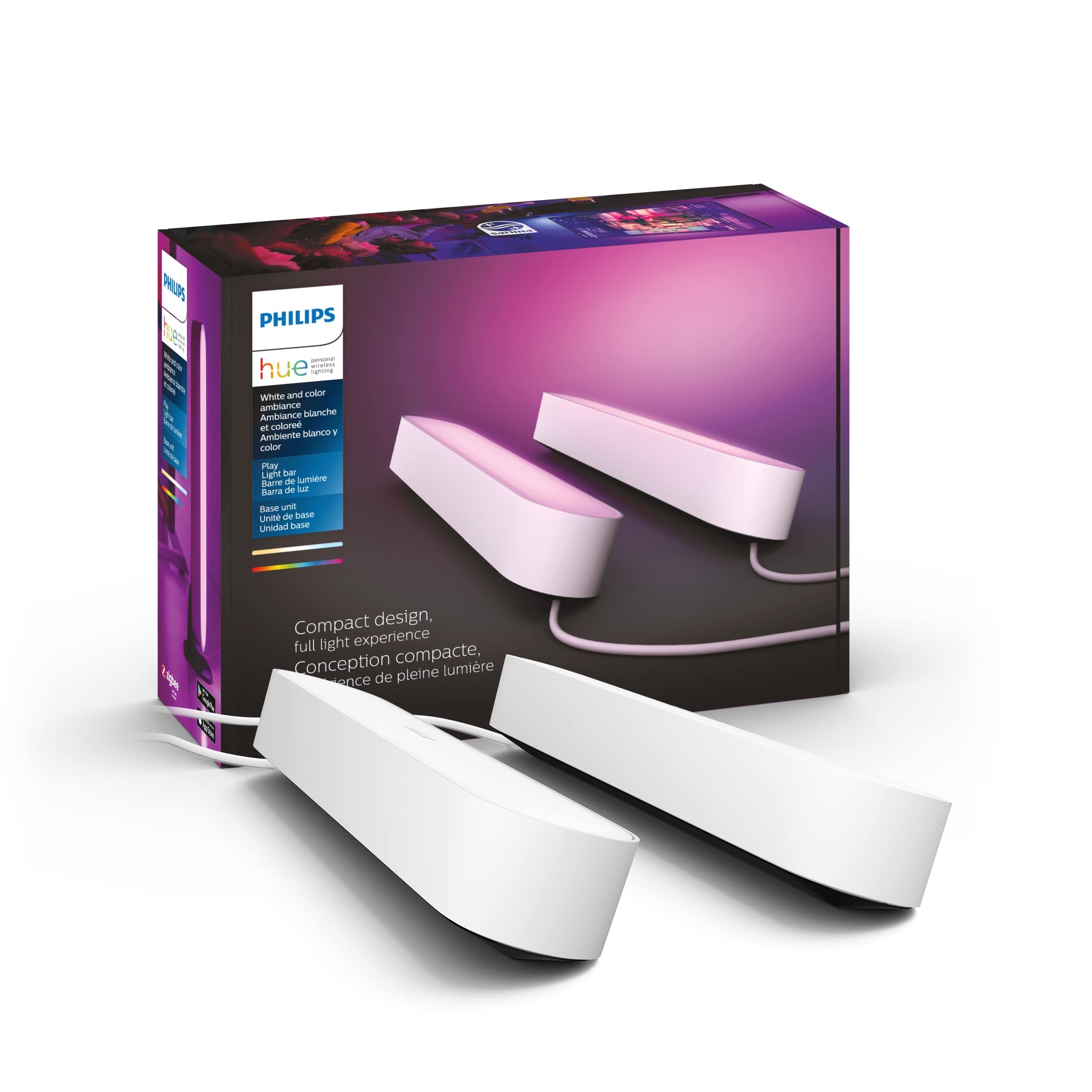 Philips Hue Smart Play Light Bar Base Kit, White - White & Color Ambiance LED Color-Changing Light - 2 Pack - Requires Bridge - 