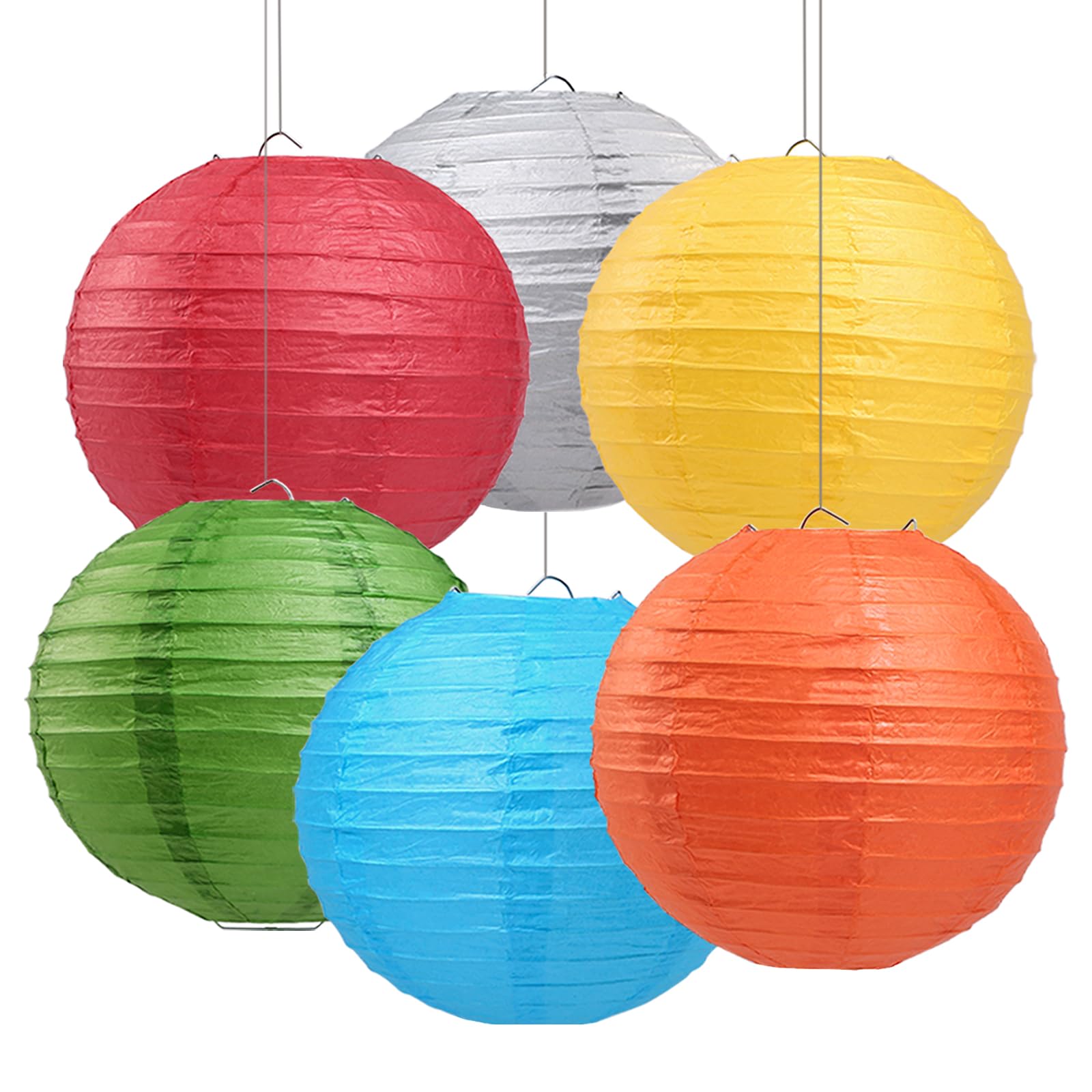 Lihao 6Pcs Colorful Paper Lanterns, 8'' Chinese Hanging Paper Lanterns For Classroom Party Wedding Birthday Halloween Xmas Diy C