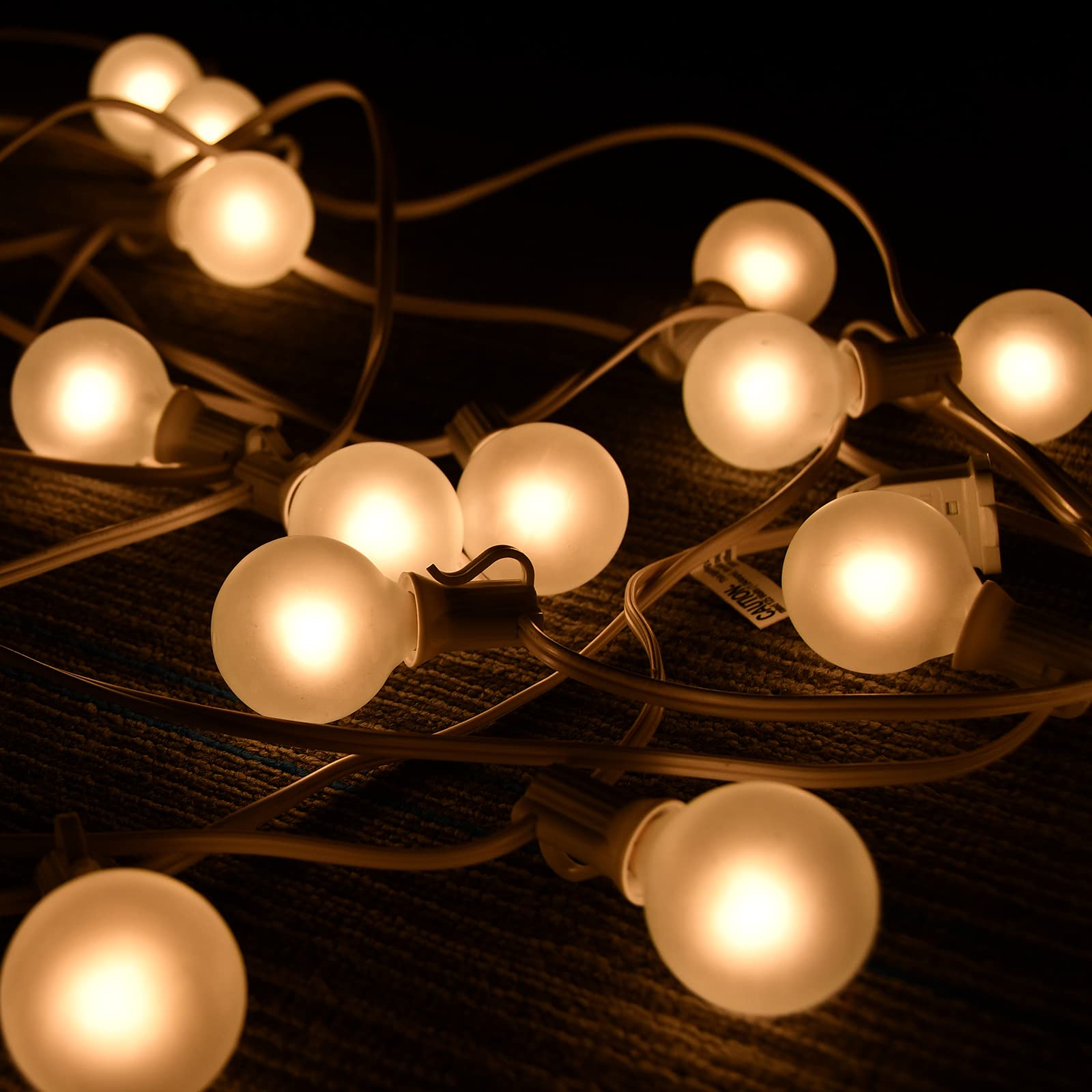 SUNSGNE G40 Globe String Lights, 25 Ft, Frosted White Bulbs, Waterproof, Connectable, White Wire for Outdoor Patio, Christmas, Party