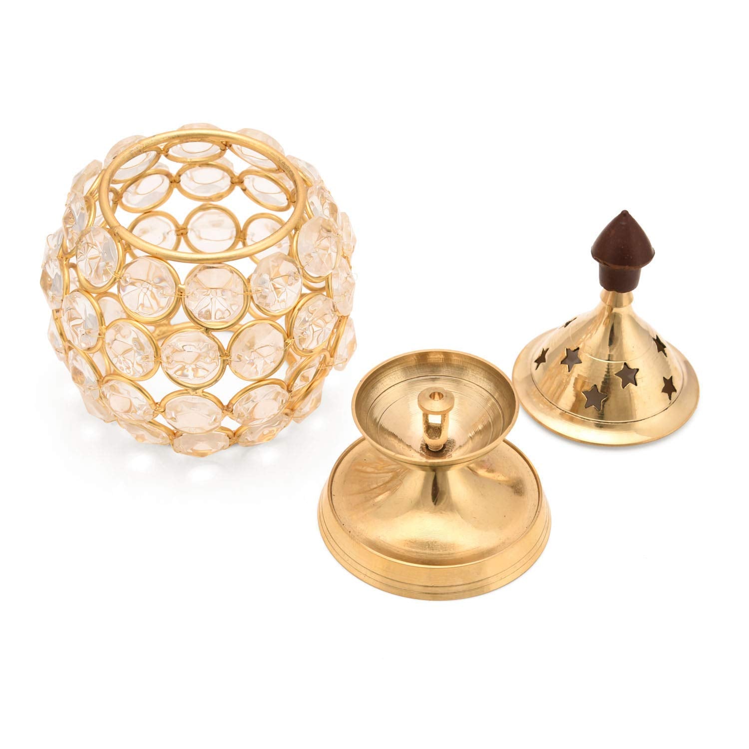 Collectible India Brass Akhand Diya for Puja | Diwali Diyas Crystal Oil Lamp , Decorative Diwali Decoration Items - Deepawali Gi