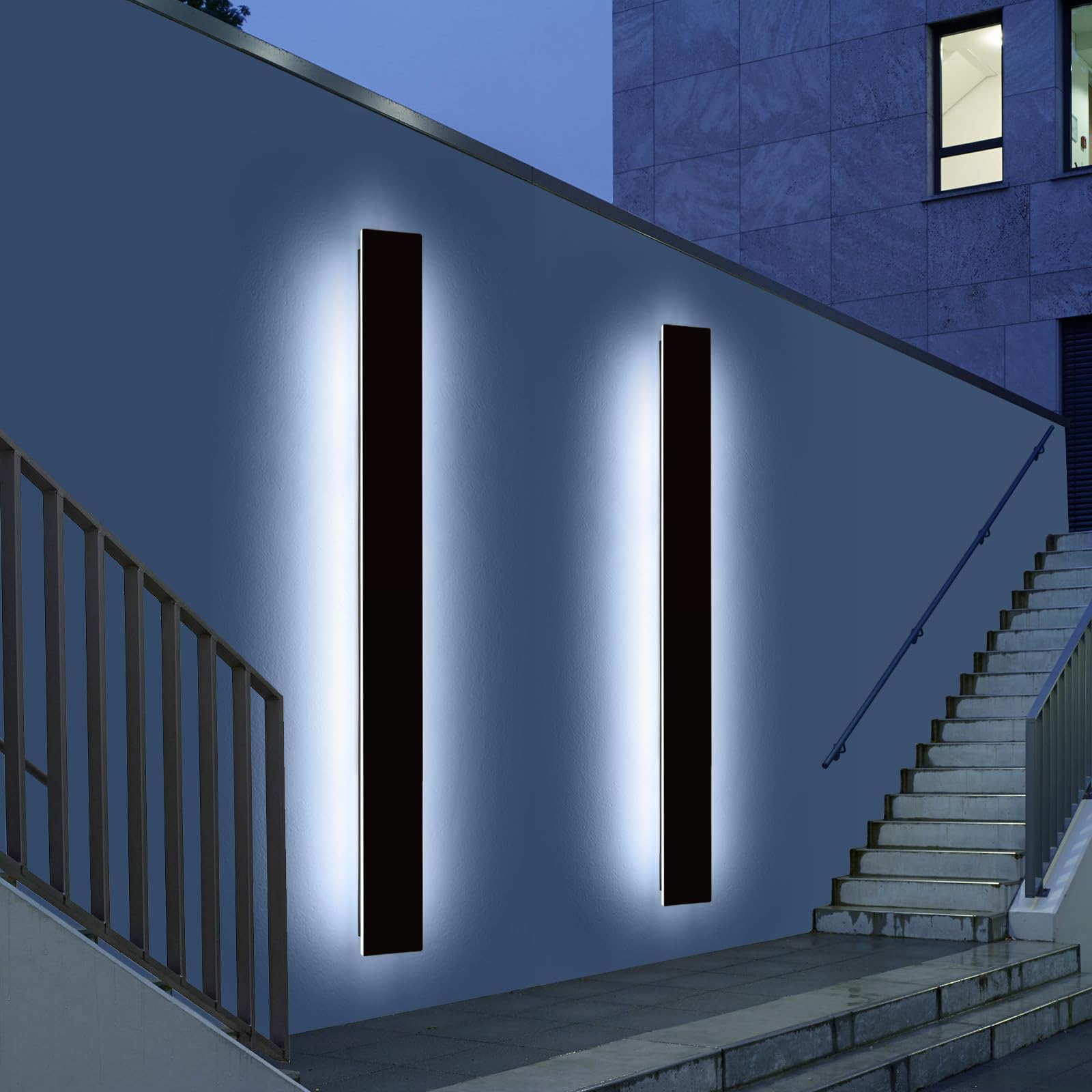 Mikeru Upgraded 2 Pack 71 Long & 4.3 Wide LED Wall Sconce, 10%-100% Dimming + 3000K-6000K Adjustable, IP65 Waterproof Outdoor Li