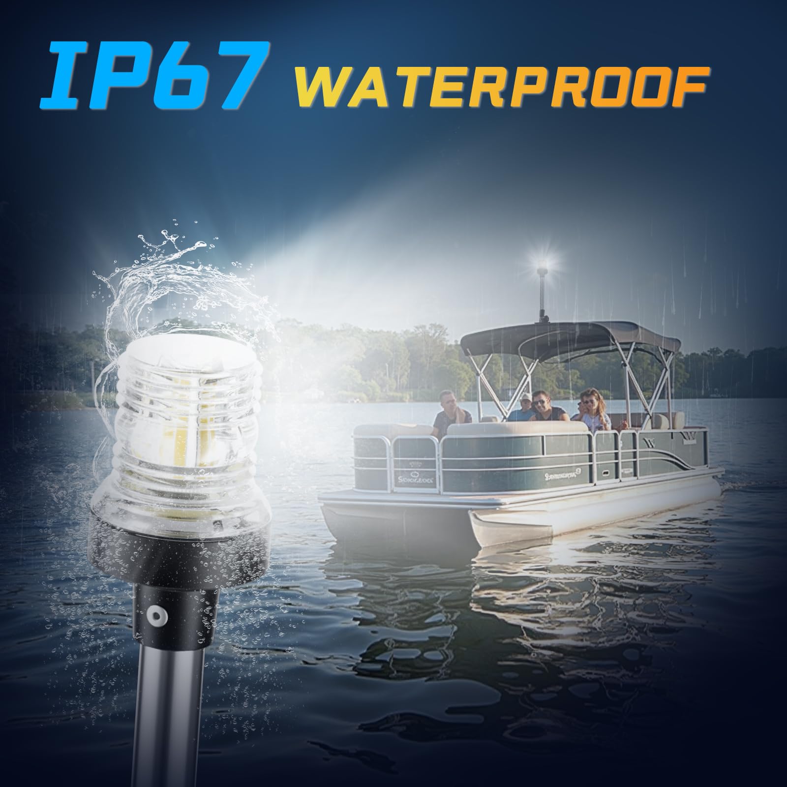 Ambipasion 12 Inches Bimini Light For Pontoon Boat  Pontoon Navigation Lights Anchor Light Stern Lights For Bimini Top Mount Waterproof Ip67  White Fold Down Led Marine Boat Rear Running Lighting