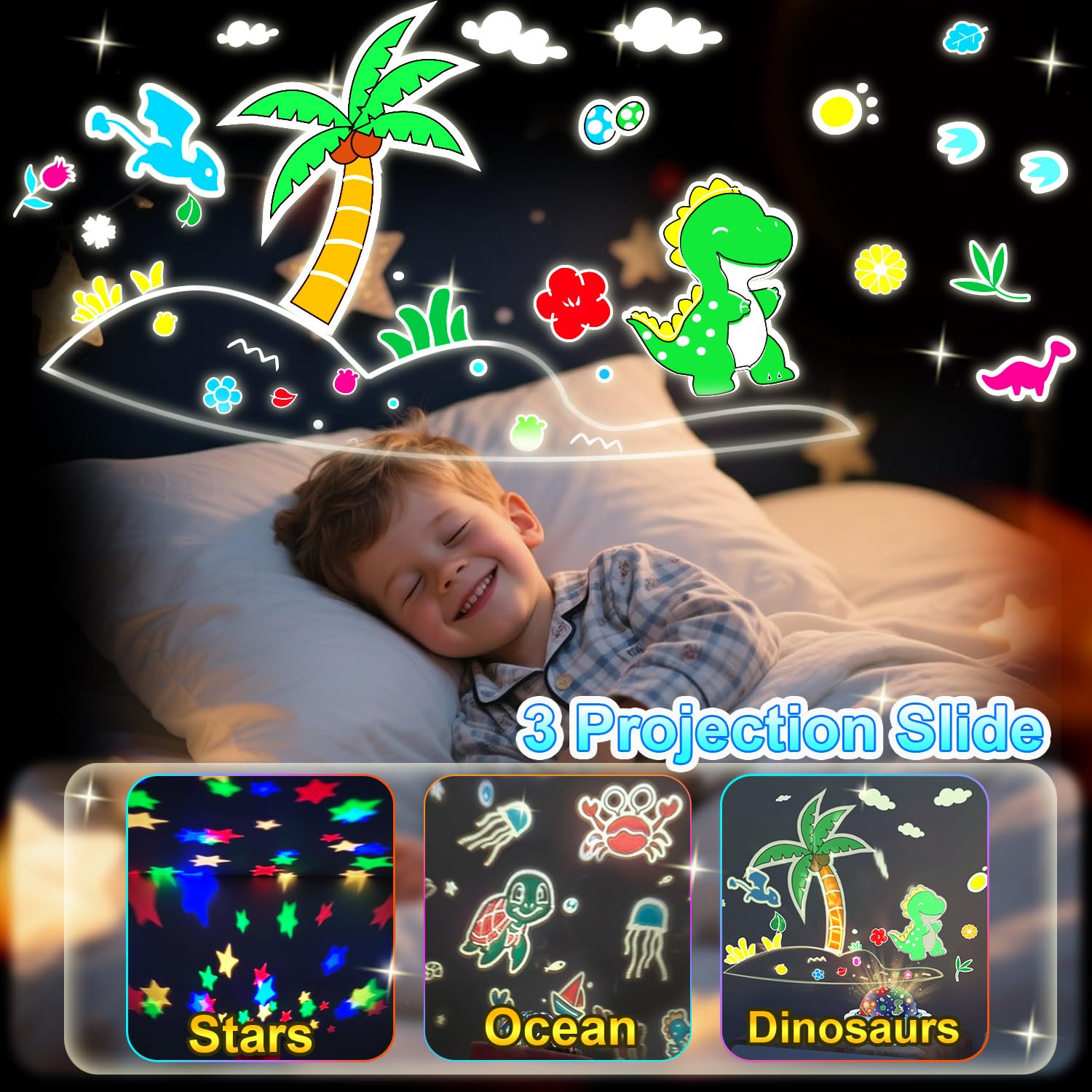 Night Light For Kids Dinosaur Night Lights Projector Remote Dimmable Timer Star Projector 360?Slient Ocean Lights For Ceiling Projector Christmas Birthday Gifts For Boys&Room Decor