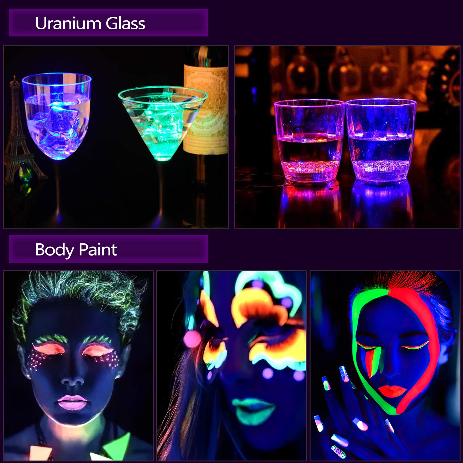 CLY LED UV Black Light Strip Kit, 33ft, 600 UV Lamp Beads, Flexible Plastic, Purple