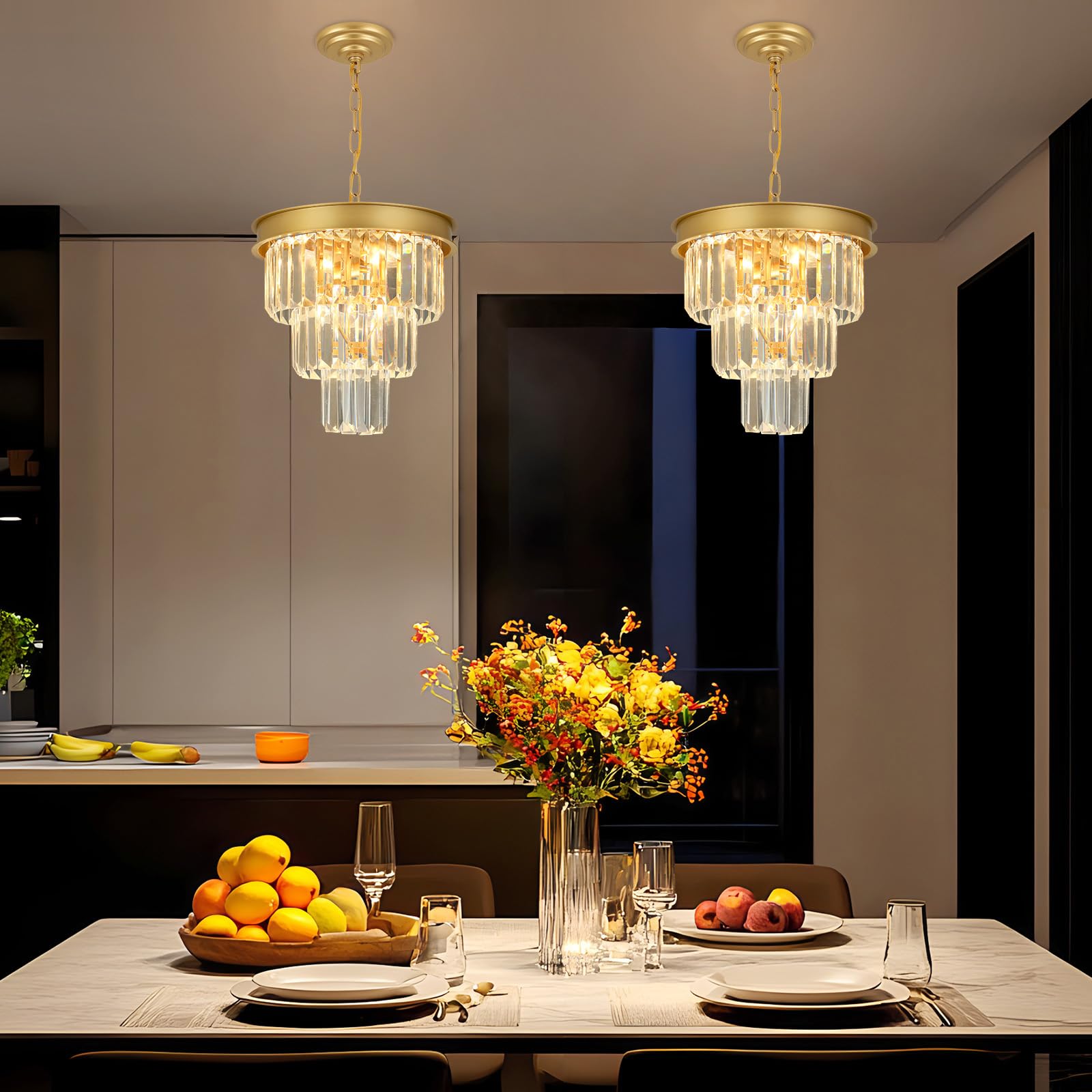 Weesalife Crystal Chandeliers For Dining Room Light Fixtures Over Table