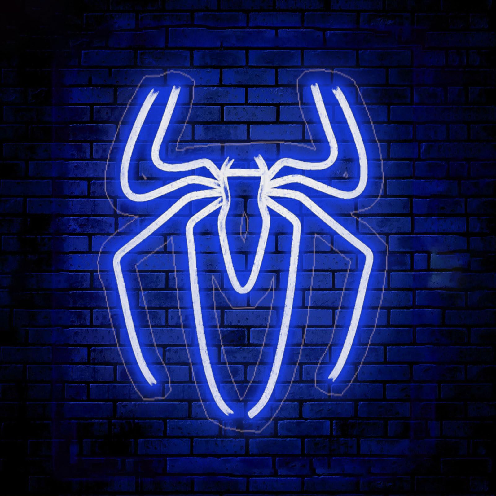 Spiderman Neon Sign Spider Lamp - 3 Levels of Brightness - USB Powered - Perfect for Kids,Girls, Boys - Happy Birthday - Halloween decor LED Neon Signs - Cactus Jack Neon Sign for Bedroom(Blue)