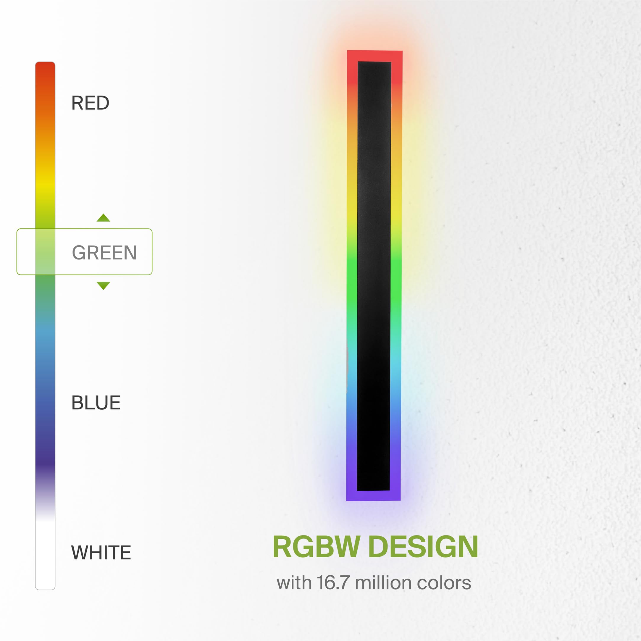 ASD LED Flush Mount Wall Light Fixture 36W 1800LM 48 Inch Black A-LWS27A-48D36SM-RGB Waterproof Smart Acrylic