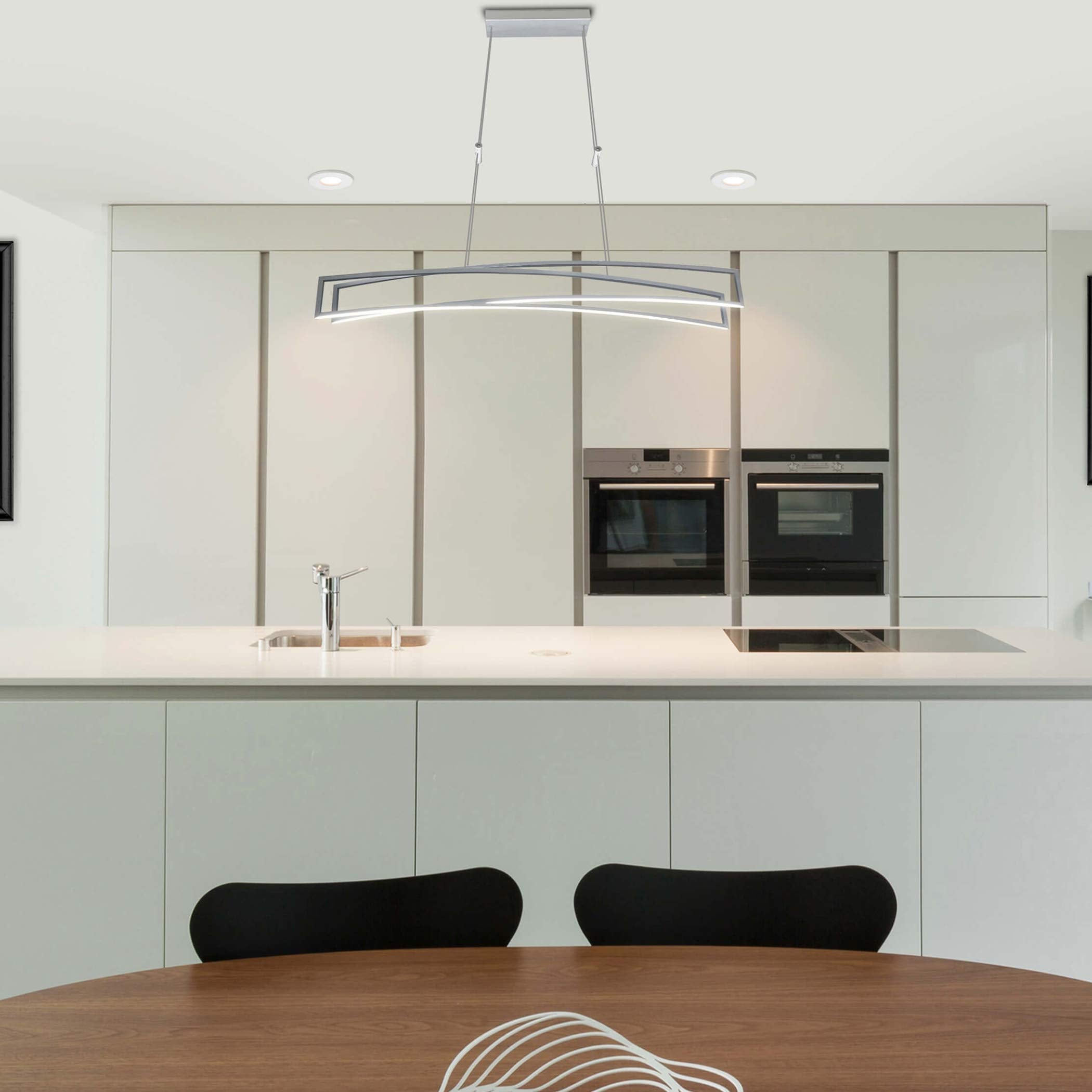 Vonn Sirius 46&quot; Silver Linear Chandelier Lighting Fixture With Integrated Led, Aluminum