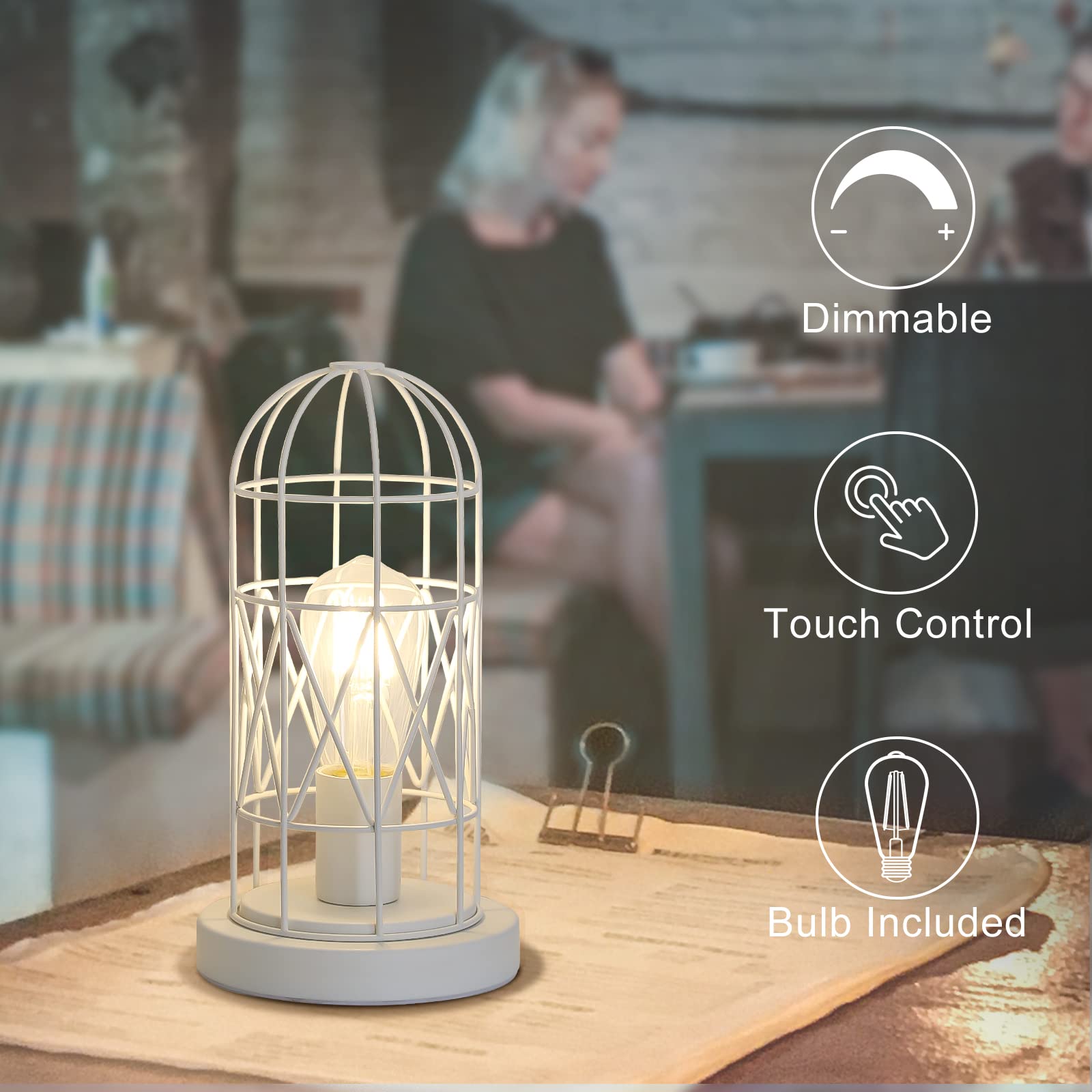 Bedside Touch Lamp, Small Table Lamp For Bedroom Living Room, 3 Way Dimmable Modern Nightstand Lamp, Simple Desk Lamp With White