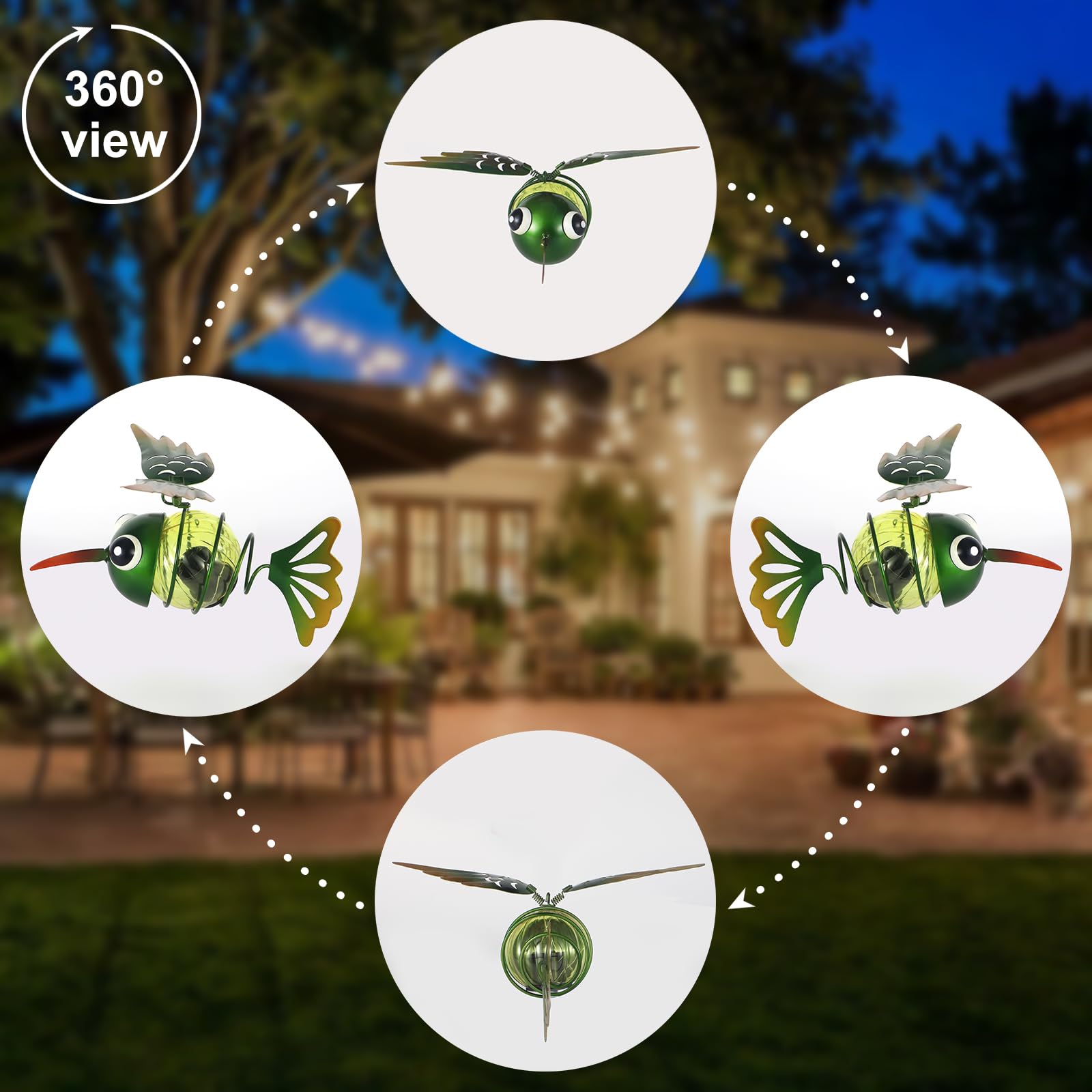 Hummingbird Solar Outdoor Hanging Lantern Creative Small Sculpture Lights Durable Waterproof Lamp Suitable For Festivals Garden Decor Birthday Gifts For Grandma Mom Women Girl