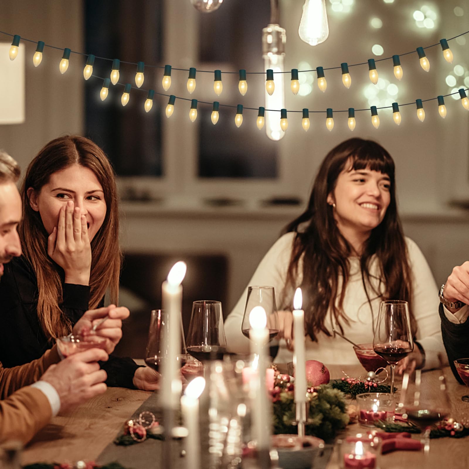 C9 Clear Replacement Bulbs, 25 Pack C9 Christmas Incandescent Light Bulbs Fits In C9/E17 Intermediate Base, 7W Night Light Bulbs For Outdoor Christmas String Light