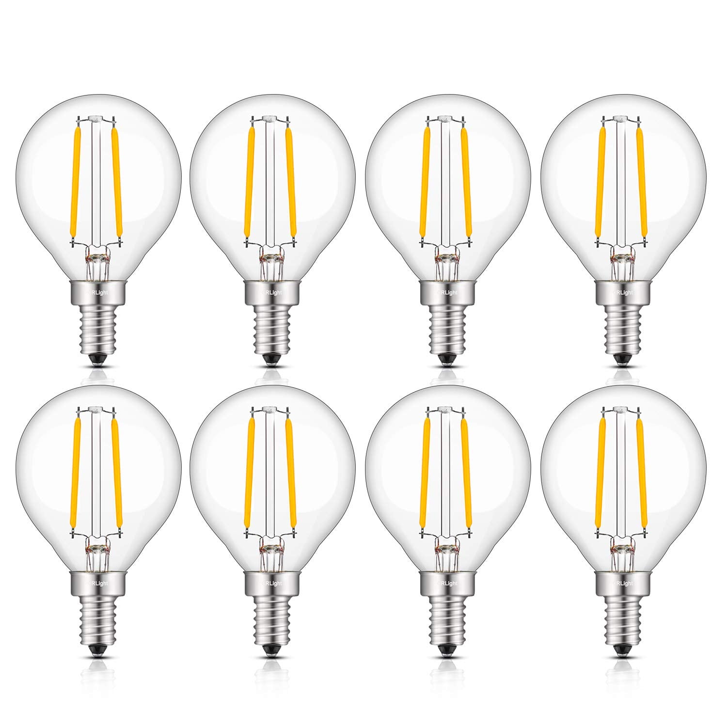 Crlight 2W Dimmable G16 Led Bulb 30W Equivalent Soft White, 8 Pack Vintage Edison Filament