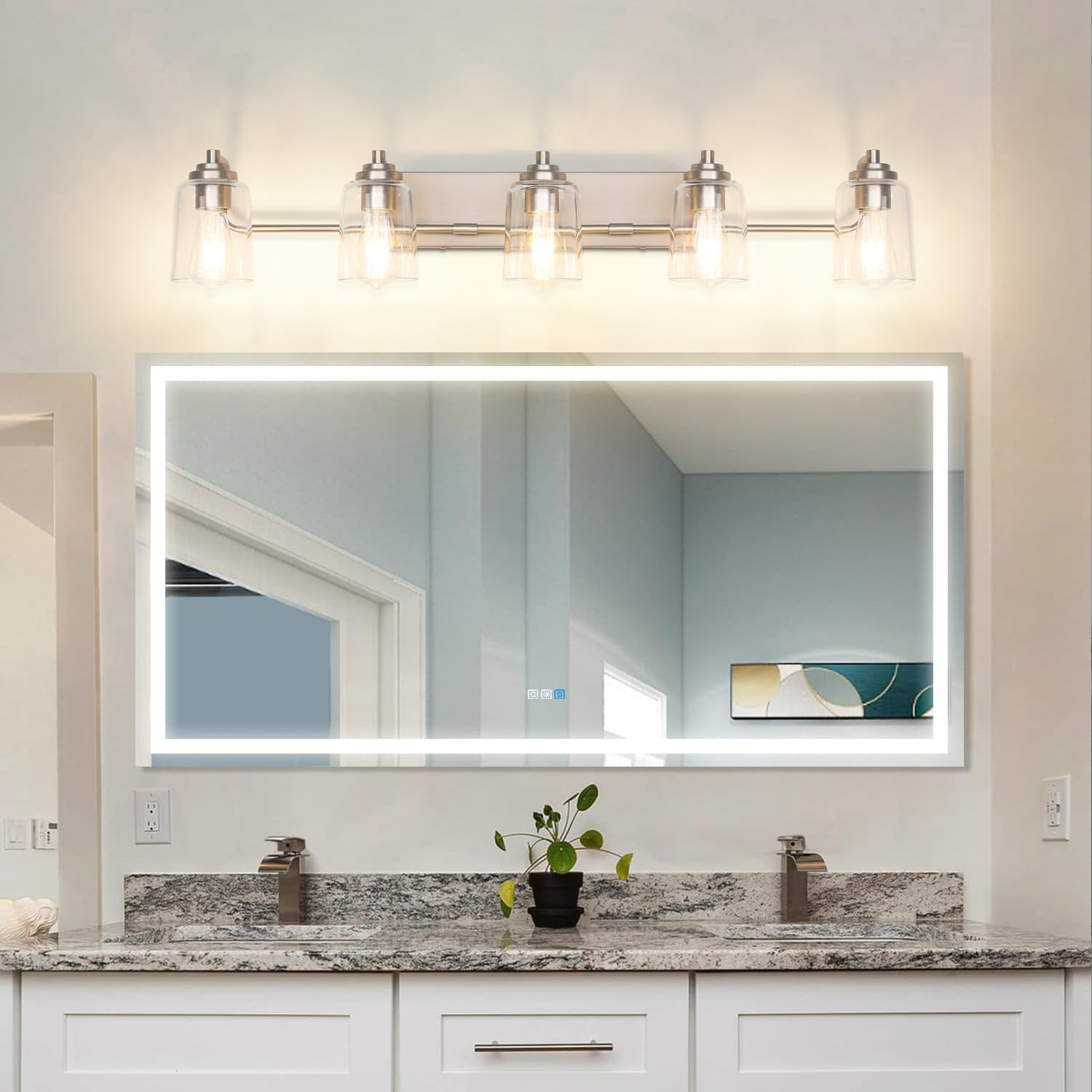 Solfart 5 Light Bathroom Lights For Bathroom Brushed Nickel Vanity Light Vanity Lighting Fixtures Bathroom Light Fixtures Over M