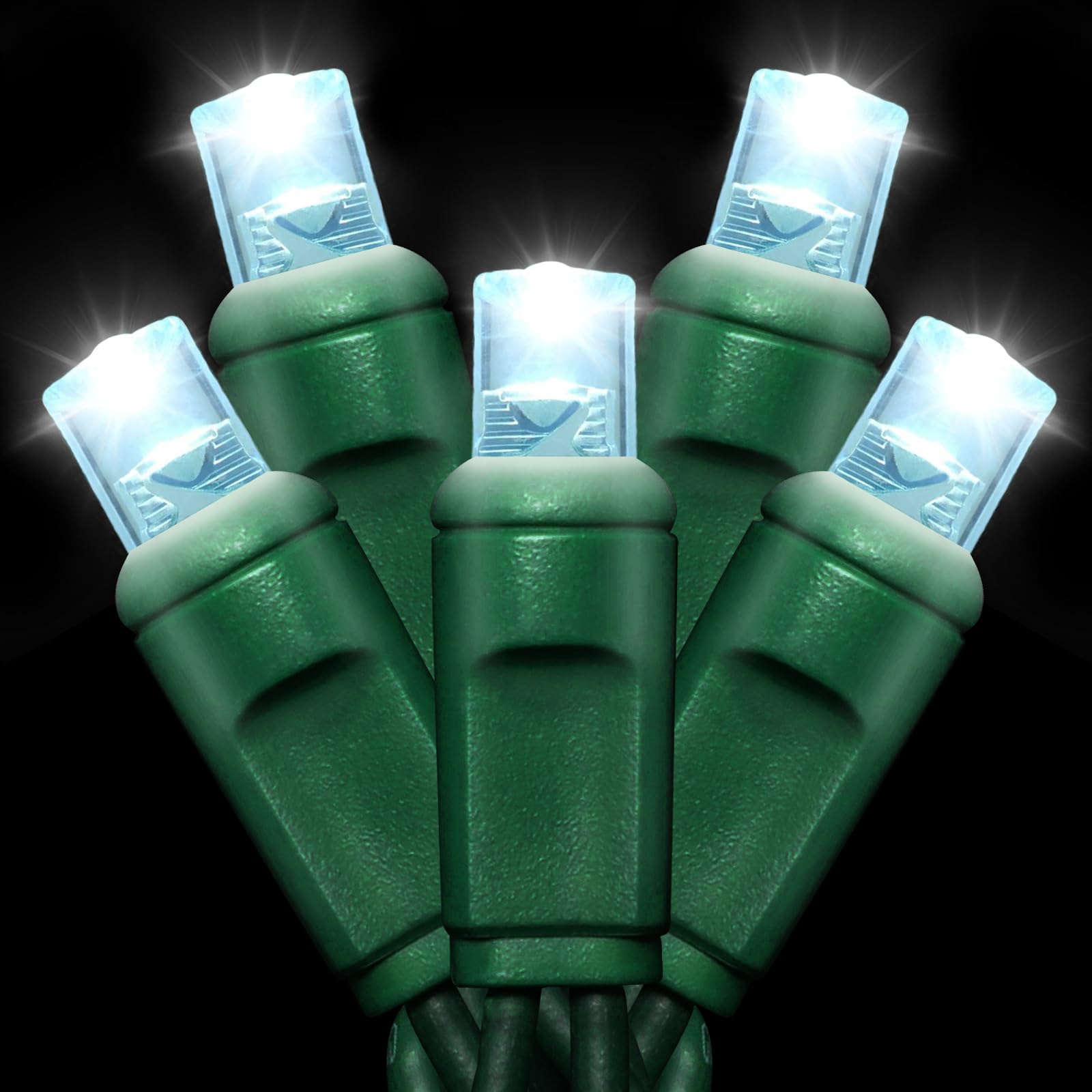 JUSTPRO 25ft 50 Counts White LED Christmas Lights - Commercial Grade White Christmas Lights Outdoor Waterproof,LED Lights 5mm Wide Angle Green Wire, Xmas Tree Lights, IP65, UL