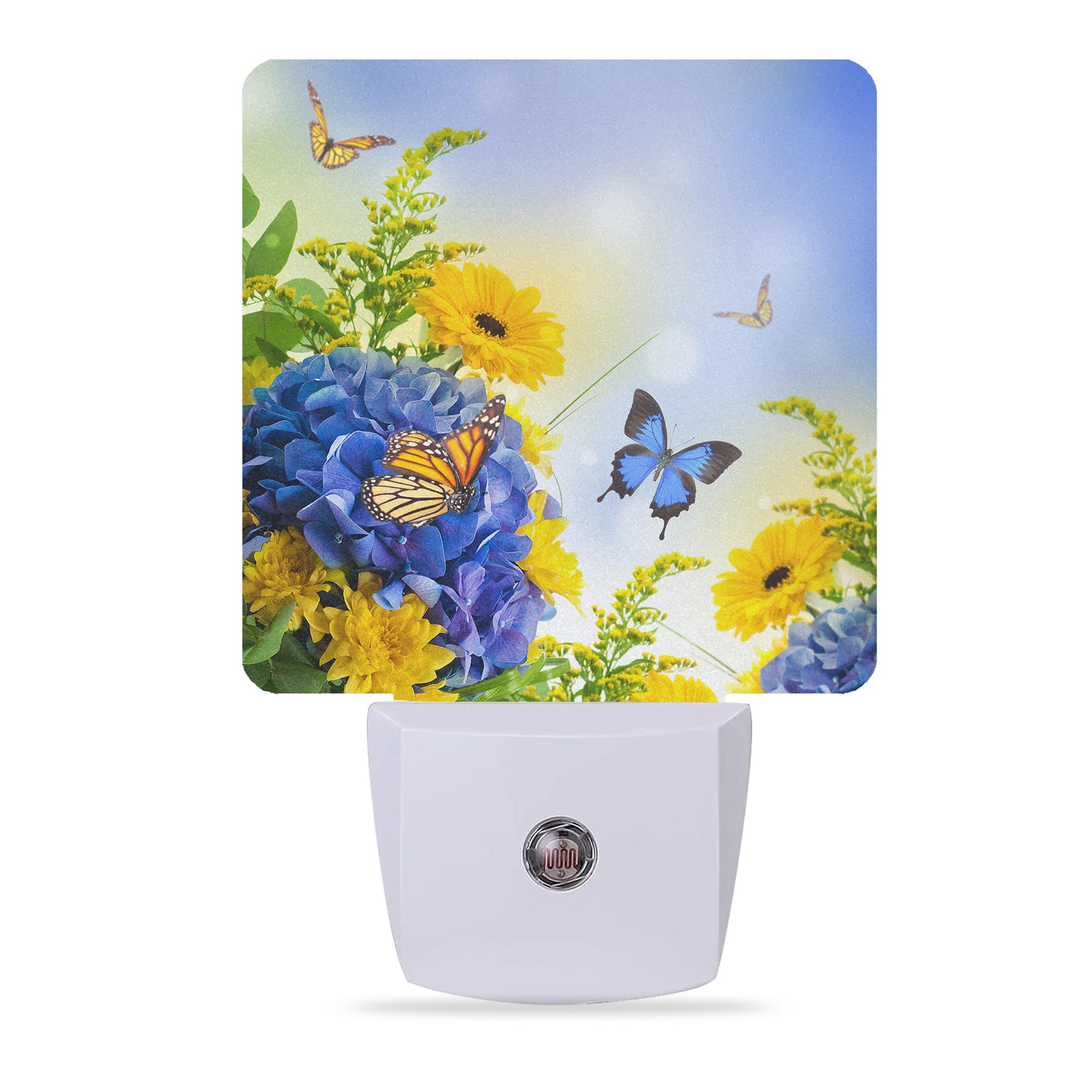 Meikosks Night Lights Plug into Wall Blue Butterfly Flower Night Lights Dusk to Dawn Sensor Led Lamp for Women Men,Led Lights fo