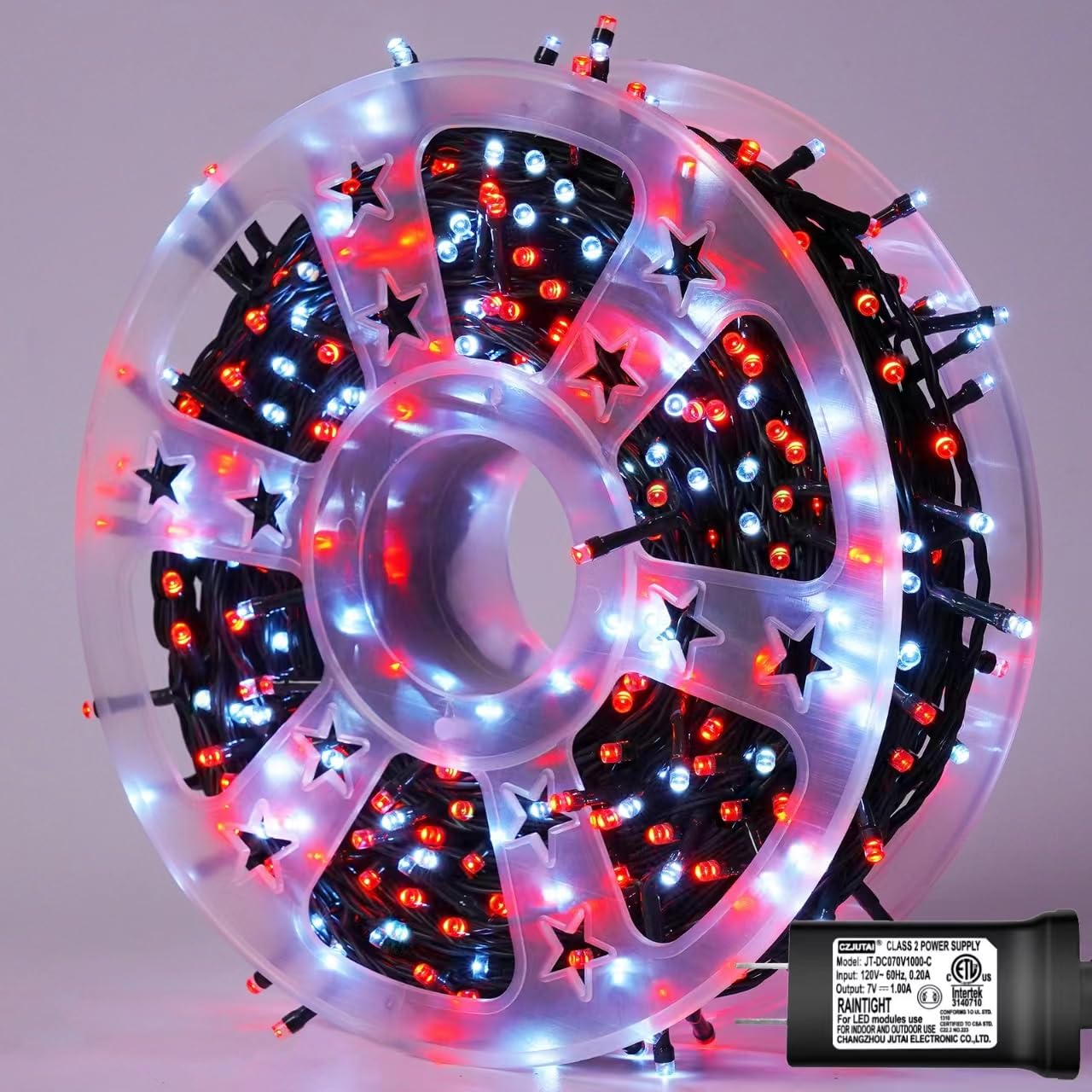 YEGUO 165ft 500 LED Christmas Lights Indoor, Red and White String Light Outdoor Waterproof, 8 Modes Green Wire Plug in with Time