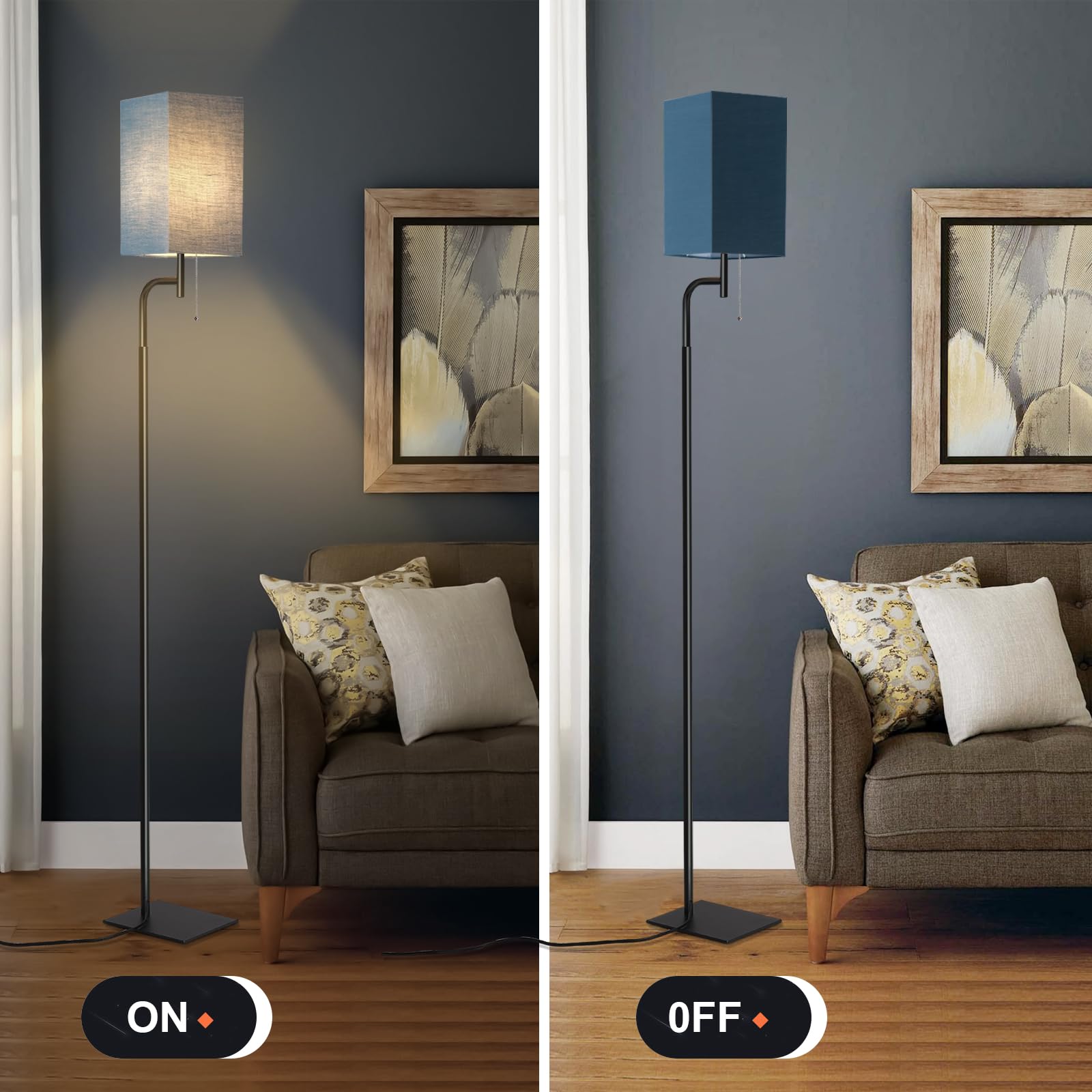 Iporovon Floor Lamp Modern Standing Lamp, 3 Color Temperatures, Metal, Blue, Model FL-230217-B
