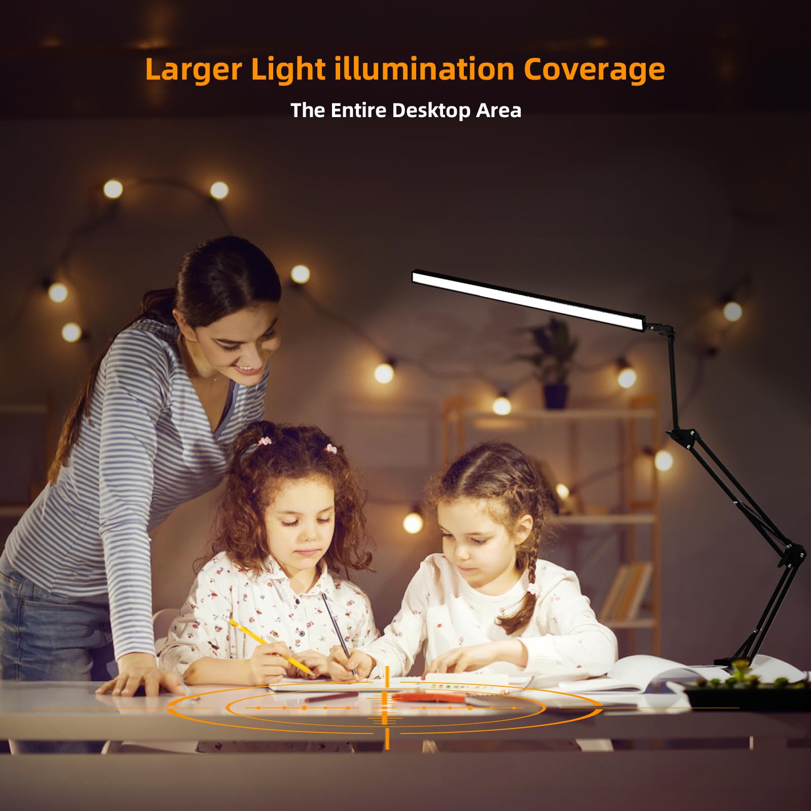 Noevsbig Led Desk Lamp With Clamp,2-In-1 Clamp On Desk Lamp With Base,50.7'' Adjustable Swing Arm Architect Desk Lamp,Memory Fun