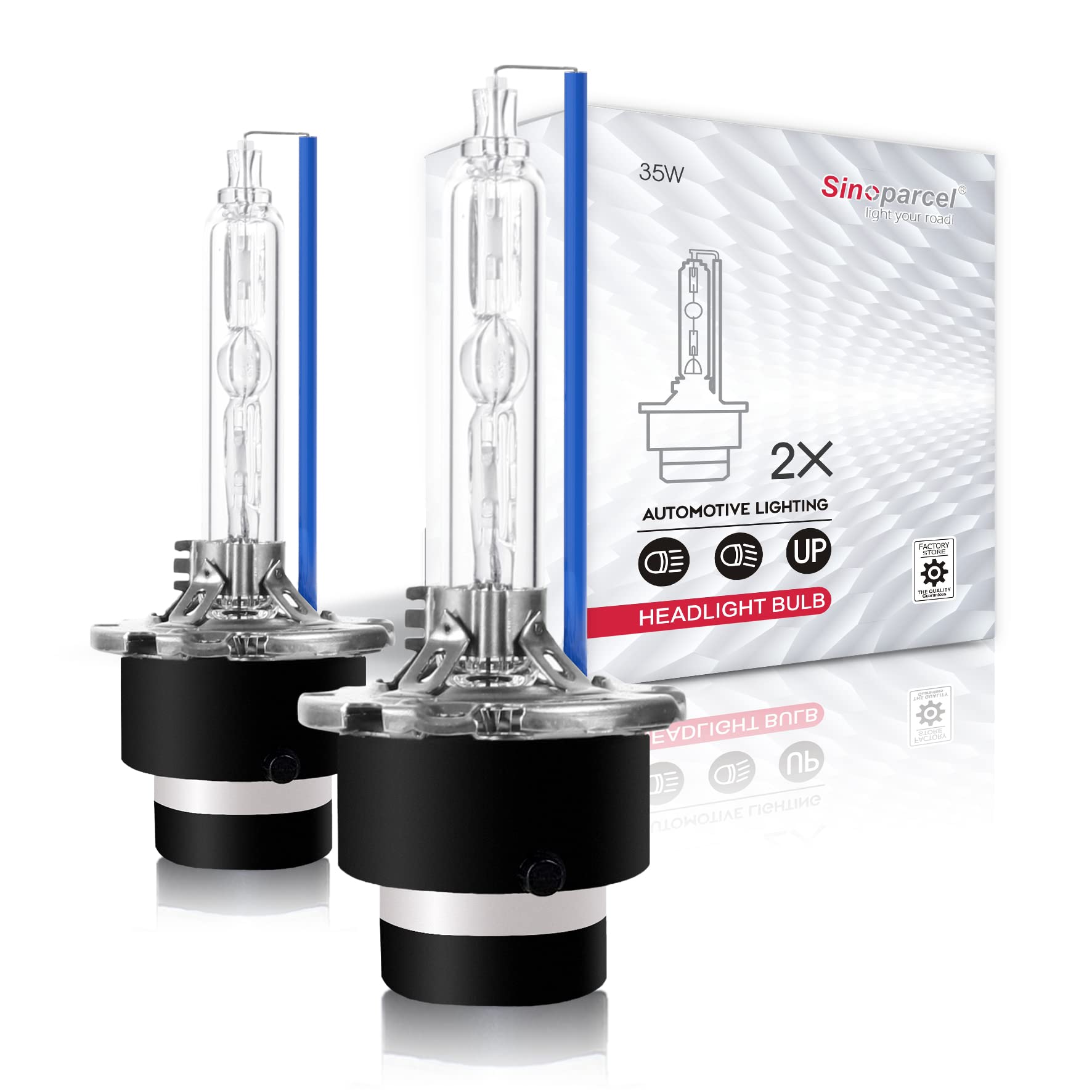 Sinoparcel D2S Xenon HID Headlight Bulbs - 8000K 35W High Low Beam 66240 85122UB 66040,etc Replacement Lights - Pack of 2