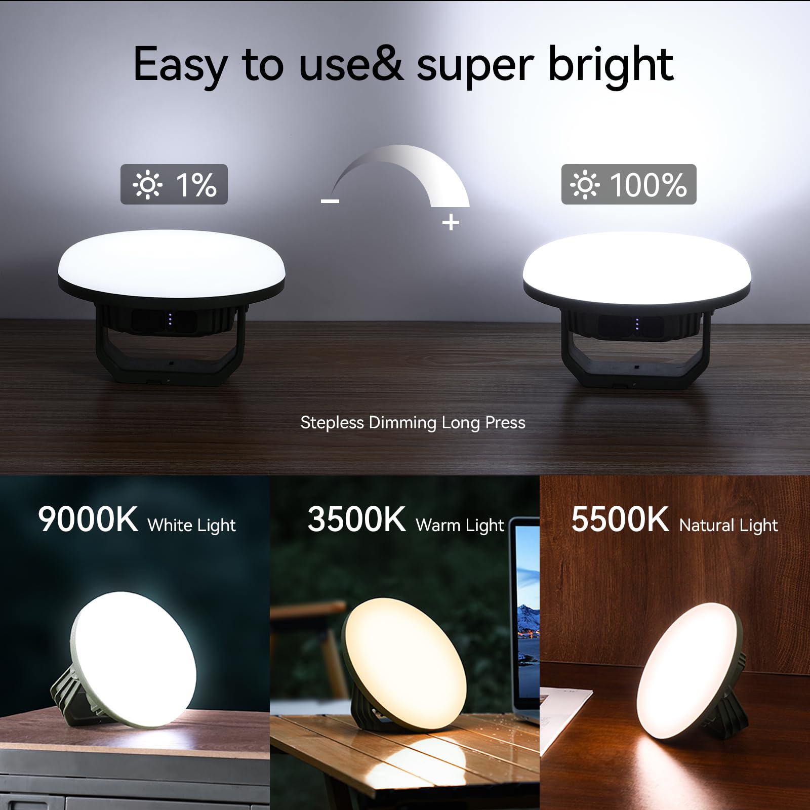 Vavofo 42W 4000Lm Led Camping Lantern Rechargeable, 10,000Mah Power Bank, 3 Lighting Modes, Ip65 Waterproof Flashlight , Portabl