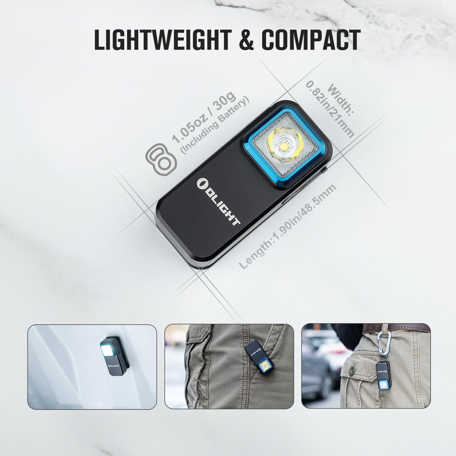 OLIGHT Oclip EDC Flashlight 300 Lumens Compact USB-C Rechargeable Small Black Model OCLIP-BK-300000