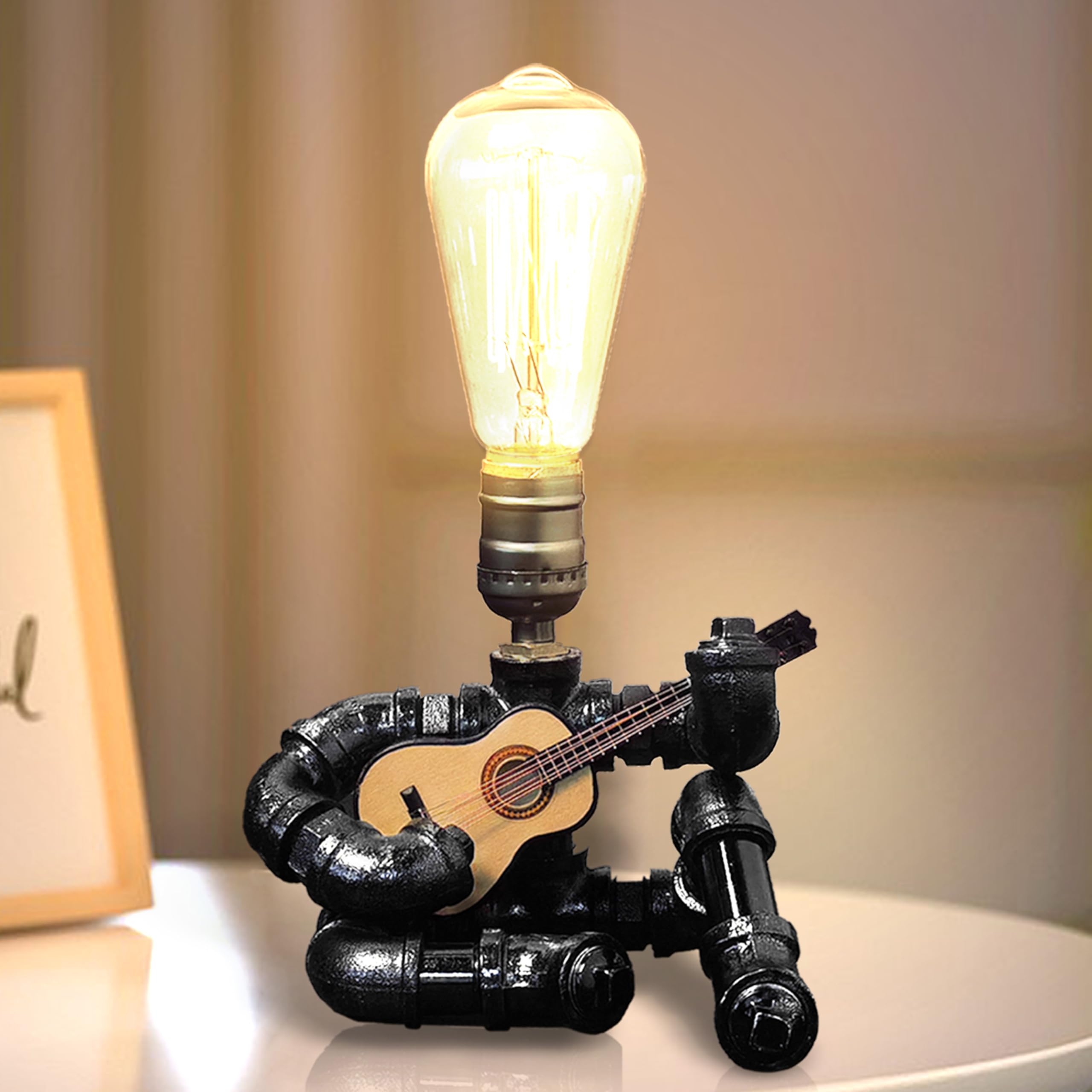 CHXTX Music Guitar Table Lamp Guitar Gifts for Men Cool Guitar Gifts for Music Lovers Guitar Stuff Accessories Edison Bulb Uniqu