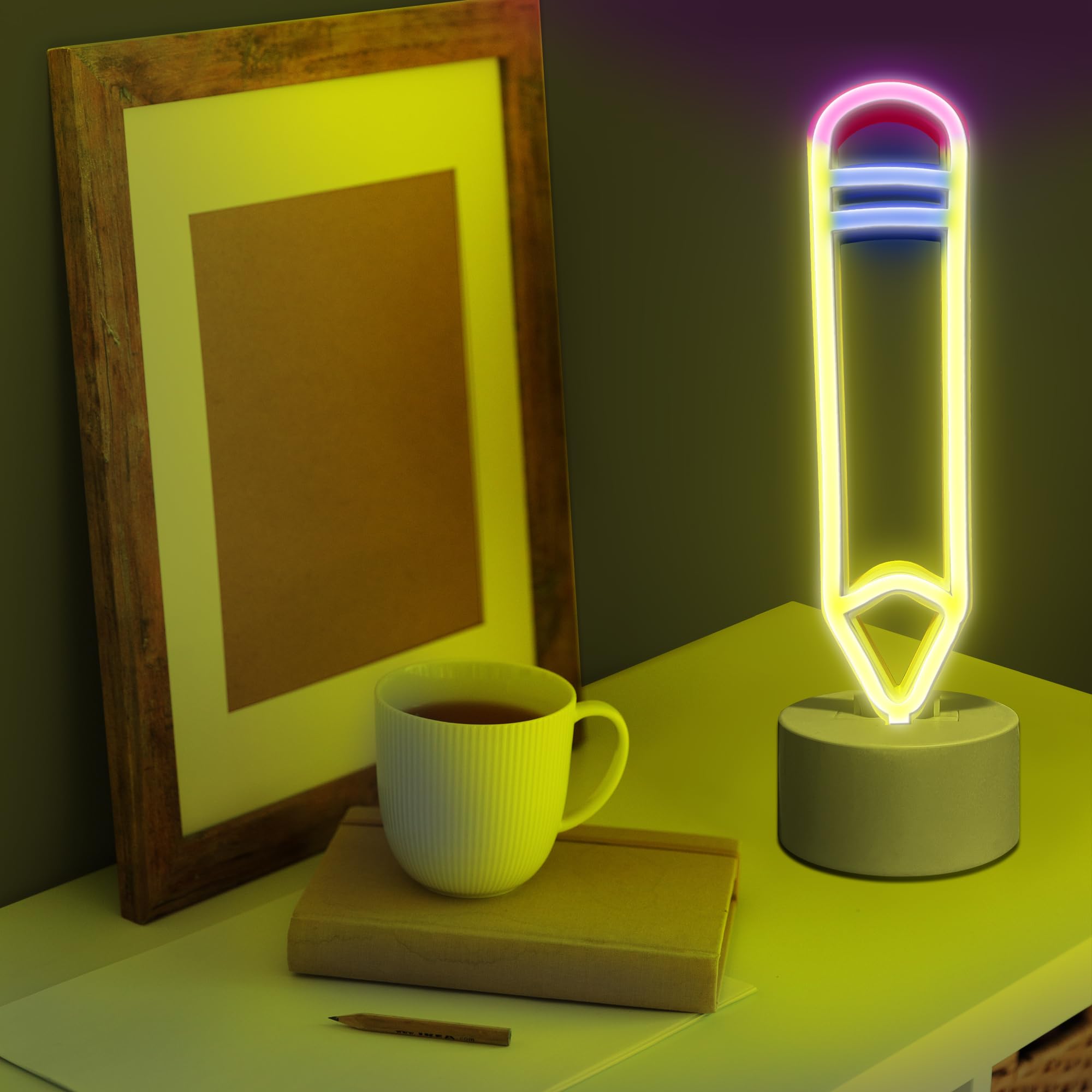 Lumoonosity Pencil LED Neon Sign - USB/Battery Powered Classroom Lamp - Plastic - Model NS-Pencil - Color: Pencil