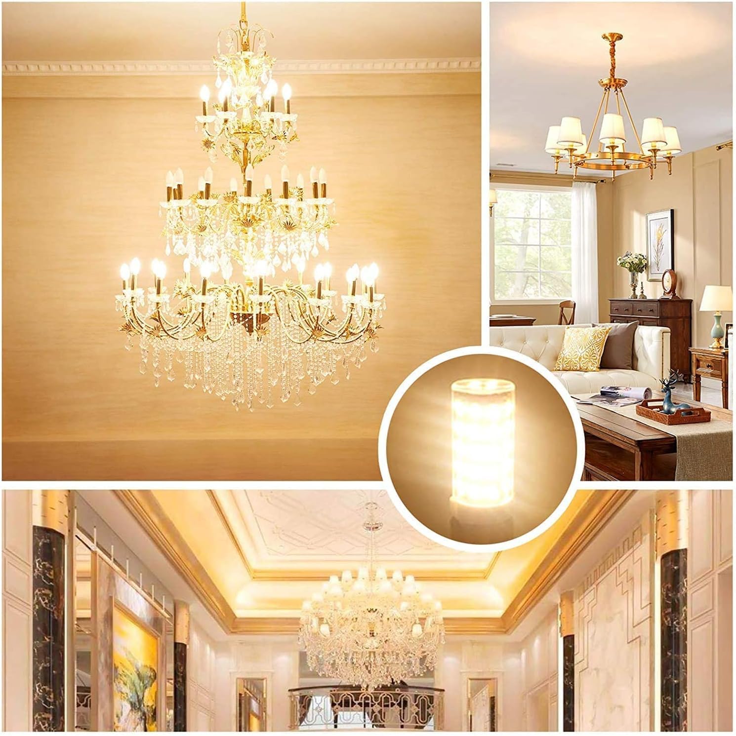 Bonyei E11 Led Bulb 7.5W  Dimmable  75W 100W Halogen Bulb Replacement  E11 Mini Candelabra Base  Replaces T3/T4 Jd E11 Warm White 3000K  For Indoor Decorative Lighting. 2-Pack