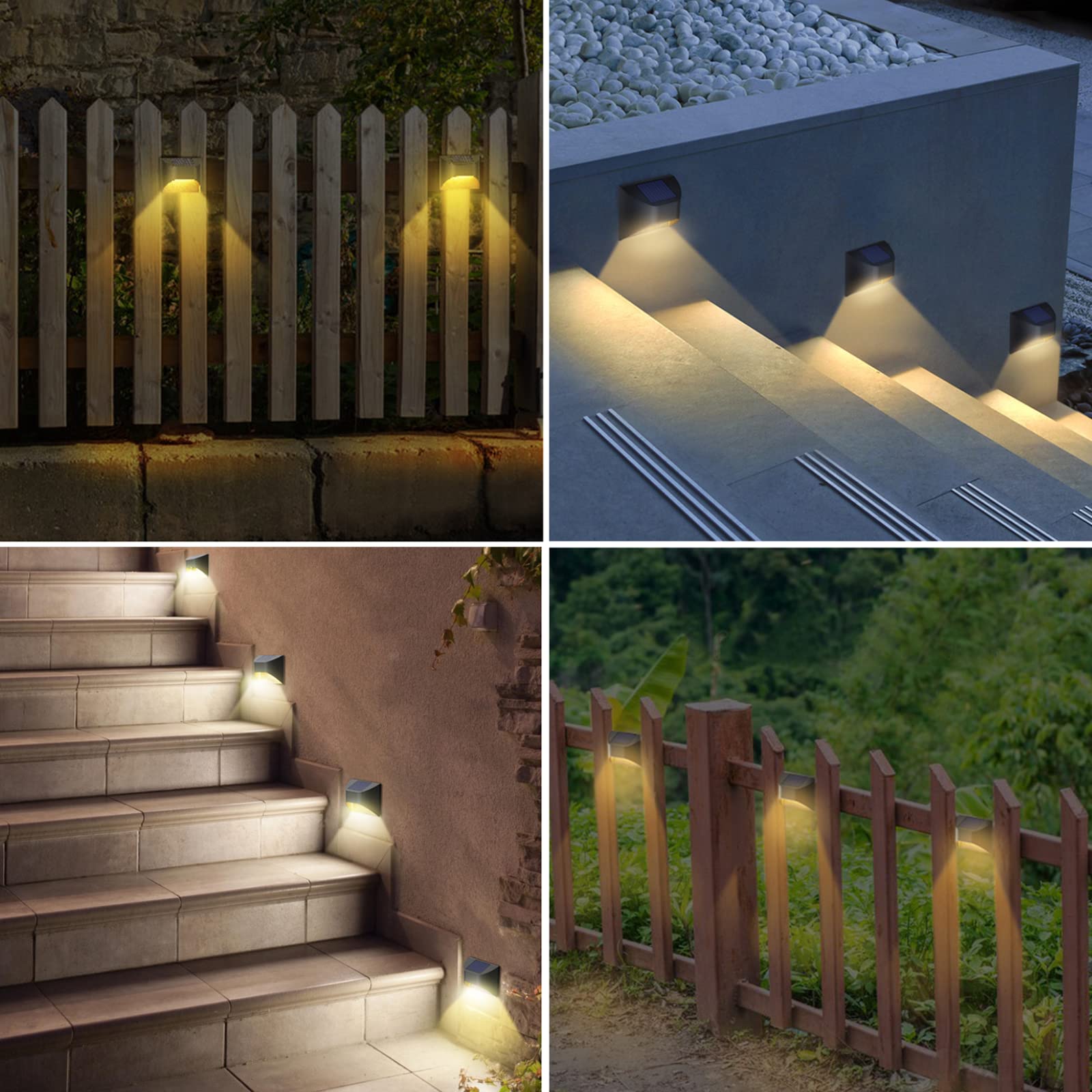 Vwcyl+ Solar Fence Lights -Deck & Step & Stair Lights - Warm White/Daylight/Cool White Options For Yard Garden Deck Stair Step F
