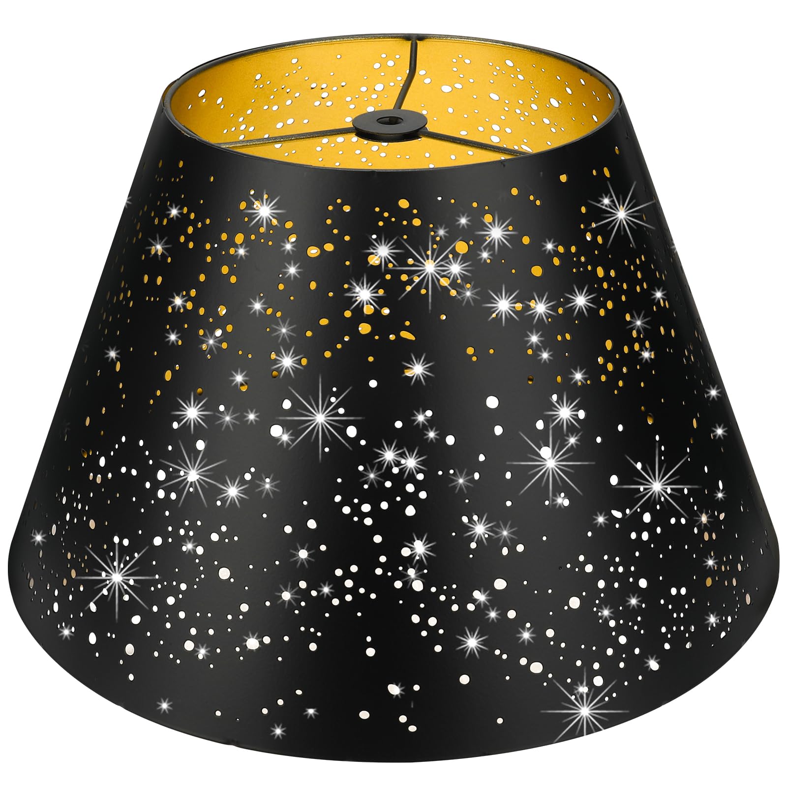 ALUCSET Medium Barrel Metal Lampshade, 7x13x7.8 inch, Sky Stars Black/Gold, Model LP-003