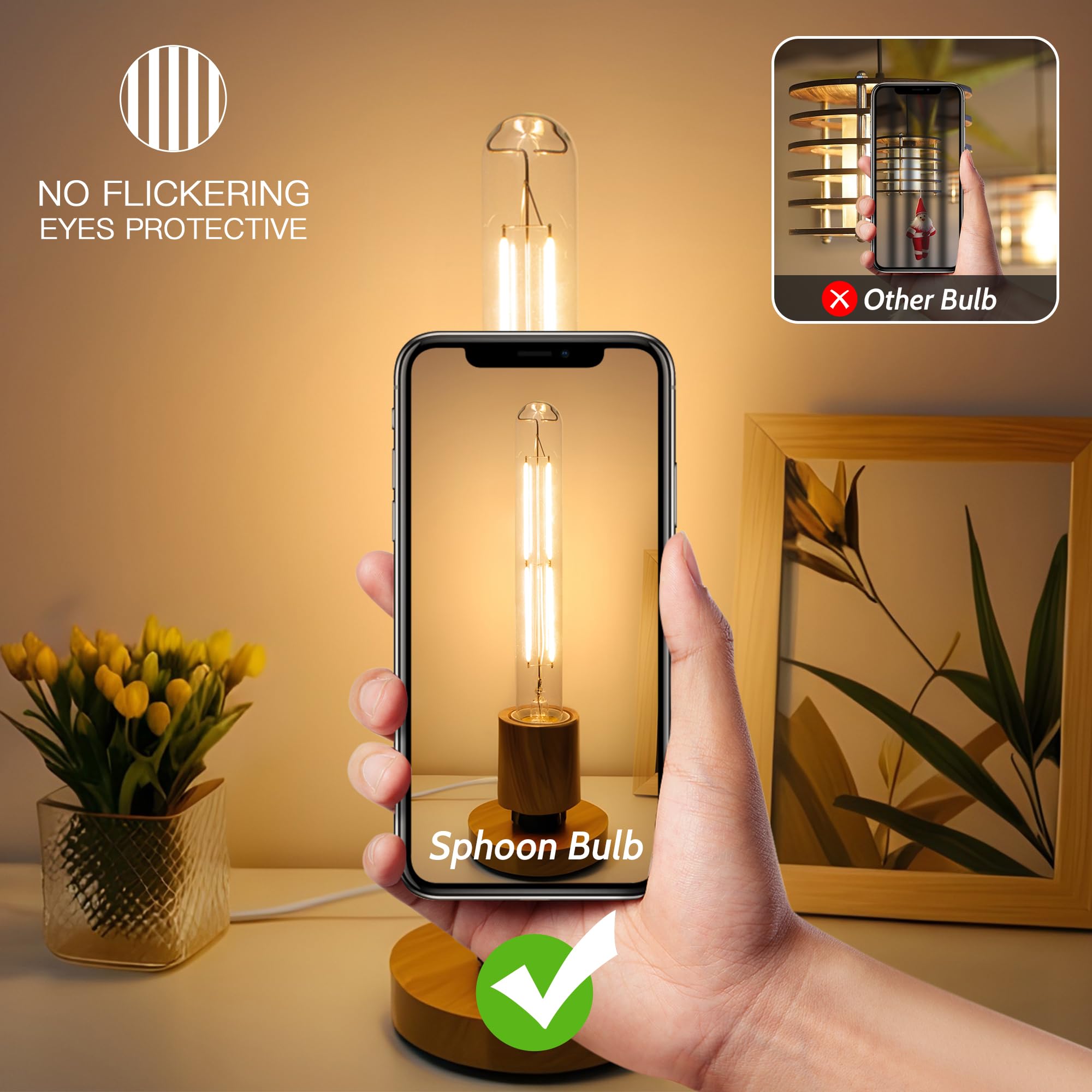Sphoon 6W Dimmable T10 8.9Inch Led Bulb E26 Light Bulb Equal 60 Watt 225 Long Led Light Bulb Ac120V Warm White 2700K Edison 750L