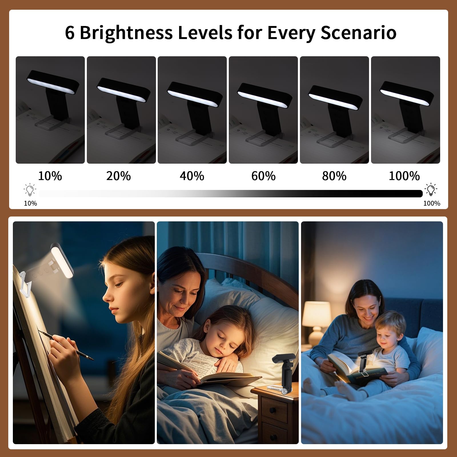 Bsdgeclogy Book Light,USB Rechargeable Clip-On Reading Light,30 Adjustable Modes,Eye-Caring with Timer,Perfect for Book Lovers/T