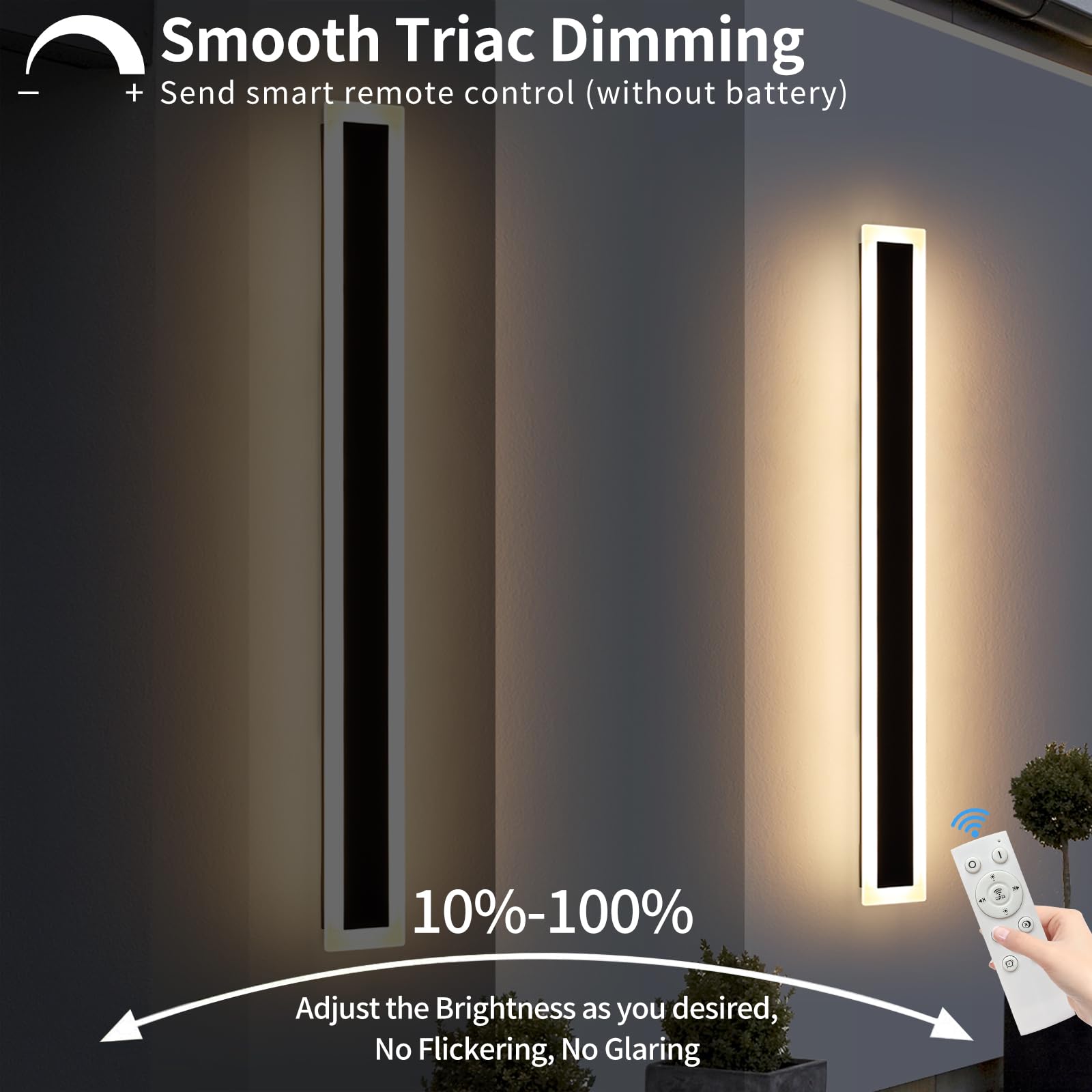 Upgrade Widened 2 Pack 57Inch Long Modern Outdoor Wall Light, Dimmable 3000K-6000K, Ip65 Waterproof Exterior Wall Sconces, 50W,