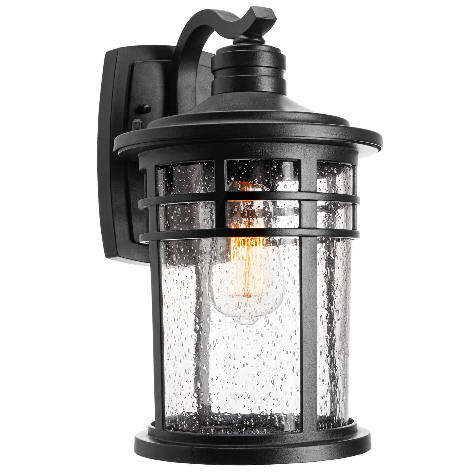 Darkaway Large Outdoor Porch Lights Wall Mount, 15inch Outdoor Light Fixtures Sconces Wall Lighting with Seeded Glass Exterior L