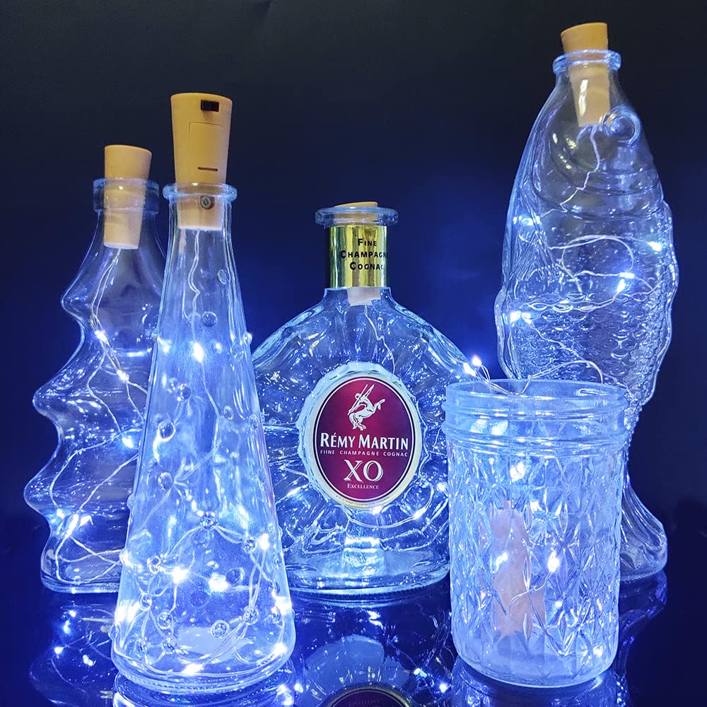 SmilingTown Wine Bottle Cork Lights 15-Pack 10 LED Cool White 40 Inches Copper String Lights for Party Wedding Decoration