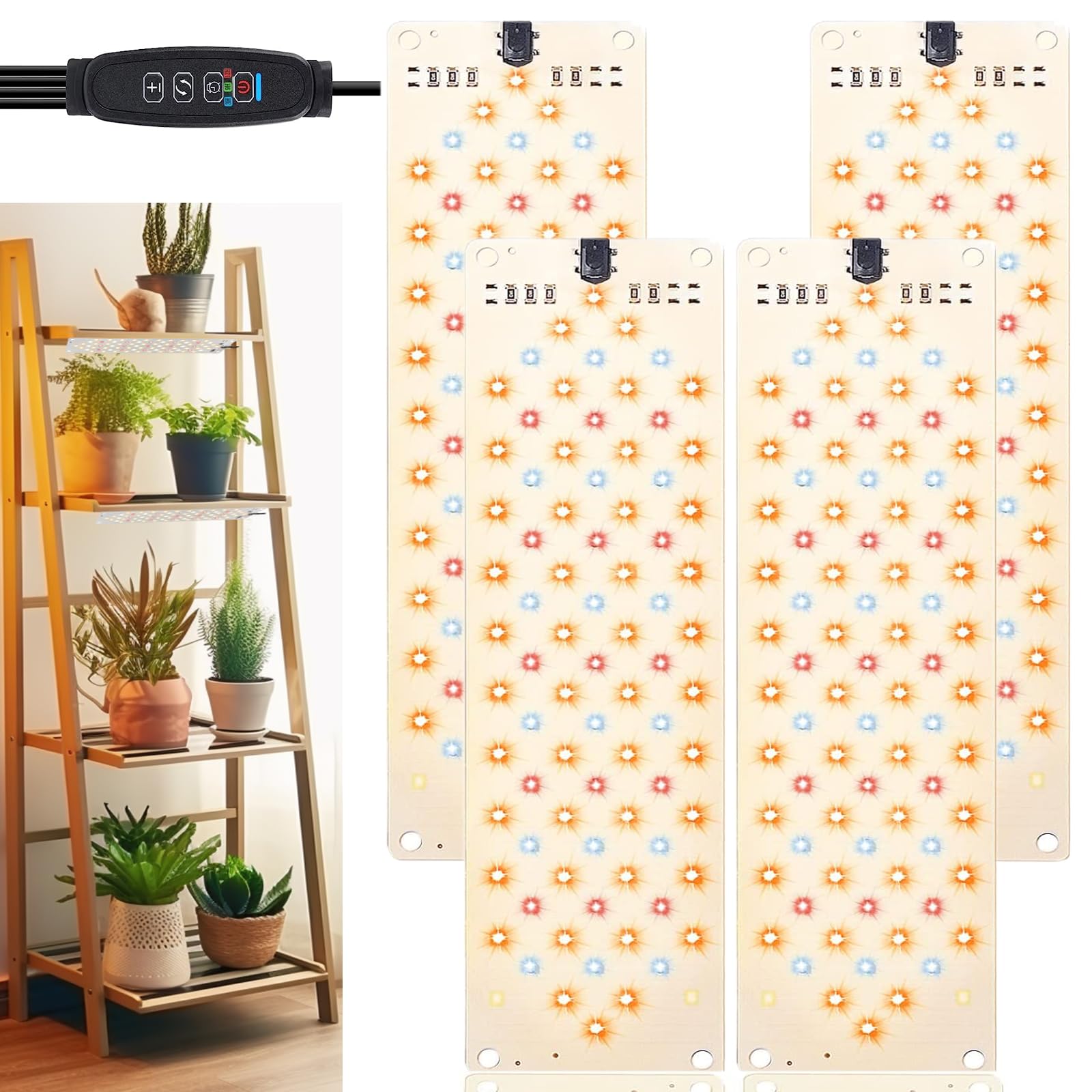 Grow Light,40W Ultra-Thin Panel Grow Lights For Indoor Plants,316Leds Full Spectrum Grow Lights For Under Cabinet Plant, Grow Lamp With 3/9/12H Timer,10 Dimmable Levels For Plants Growing (4Pcs)