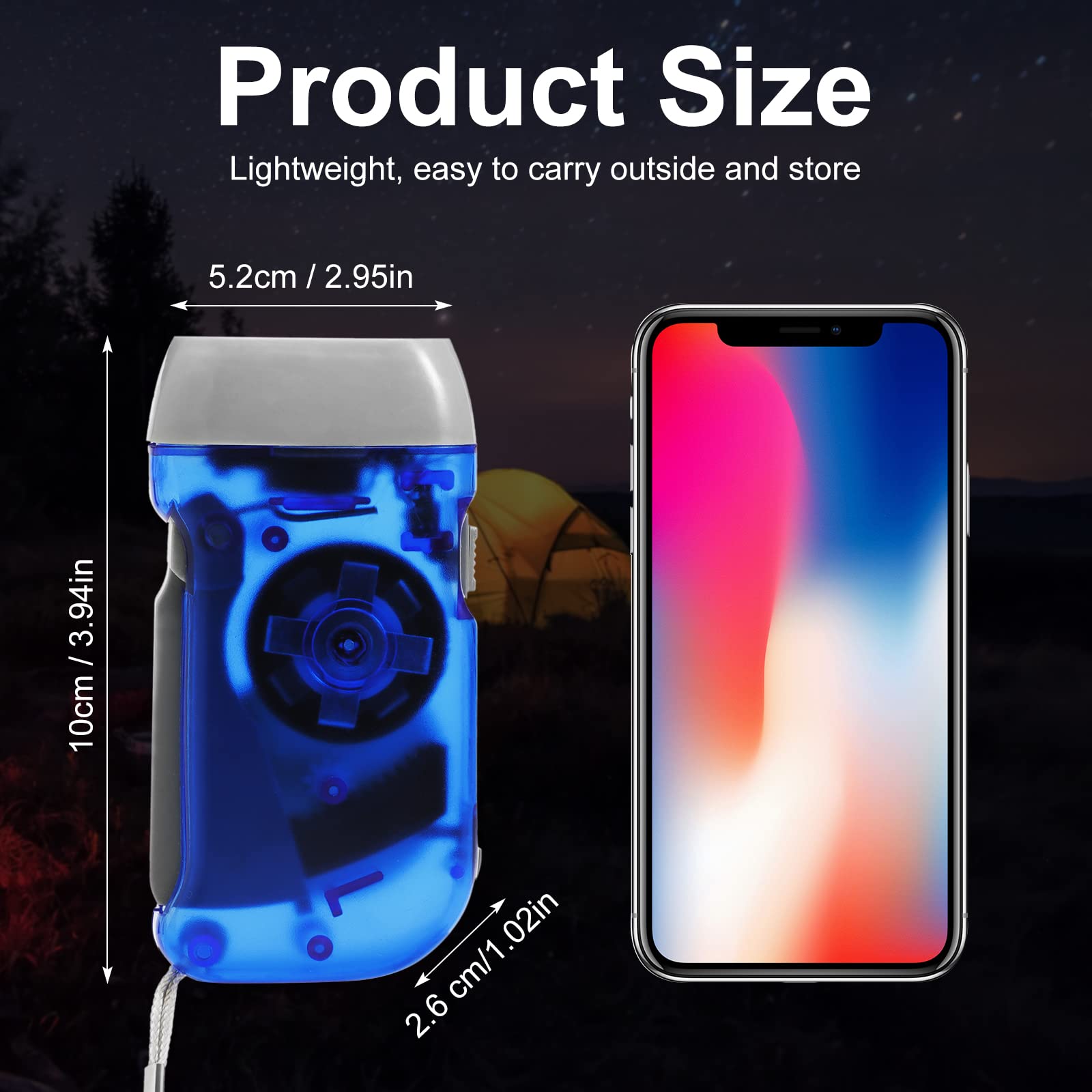 24 Pieces Hand Crank Flashlight No Battery Flashlight With Led Self Powered Charging Torch Dynamo For Camping Emergency (Green,