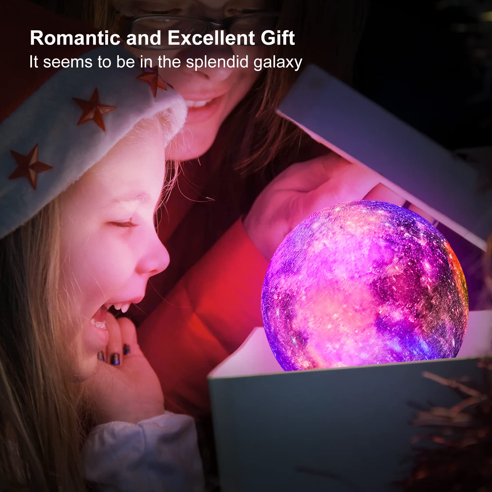 Uooea 3D Galaxy Ball Moon Lamp - 16 Colors Moonlight Globe Luna Night Light With Stand Remote & Touch Control Night Light Bedroo