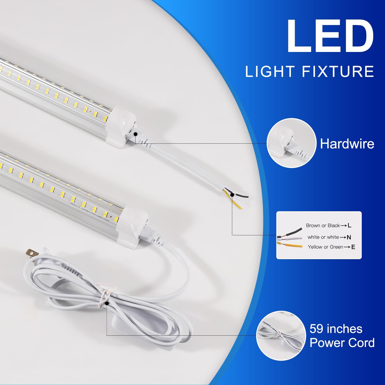 Xlnyuui Led Shop Lights,4Ft Led Light 50W 6000K 7000Lm Led Daylight,Led Garage Light,Linkable Clear Cover Integrated V-Shape For