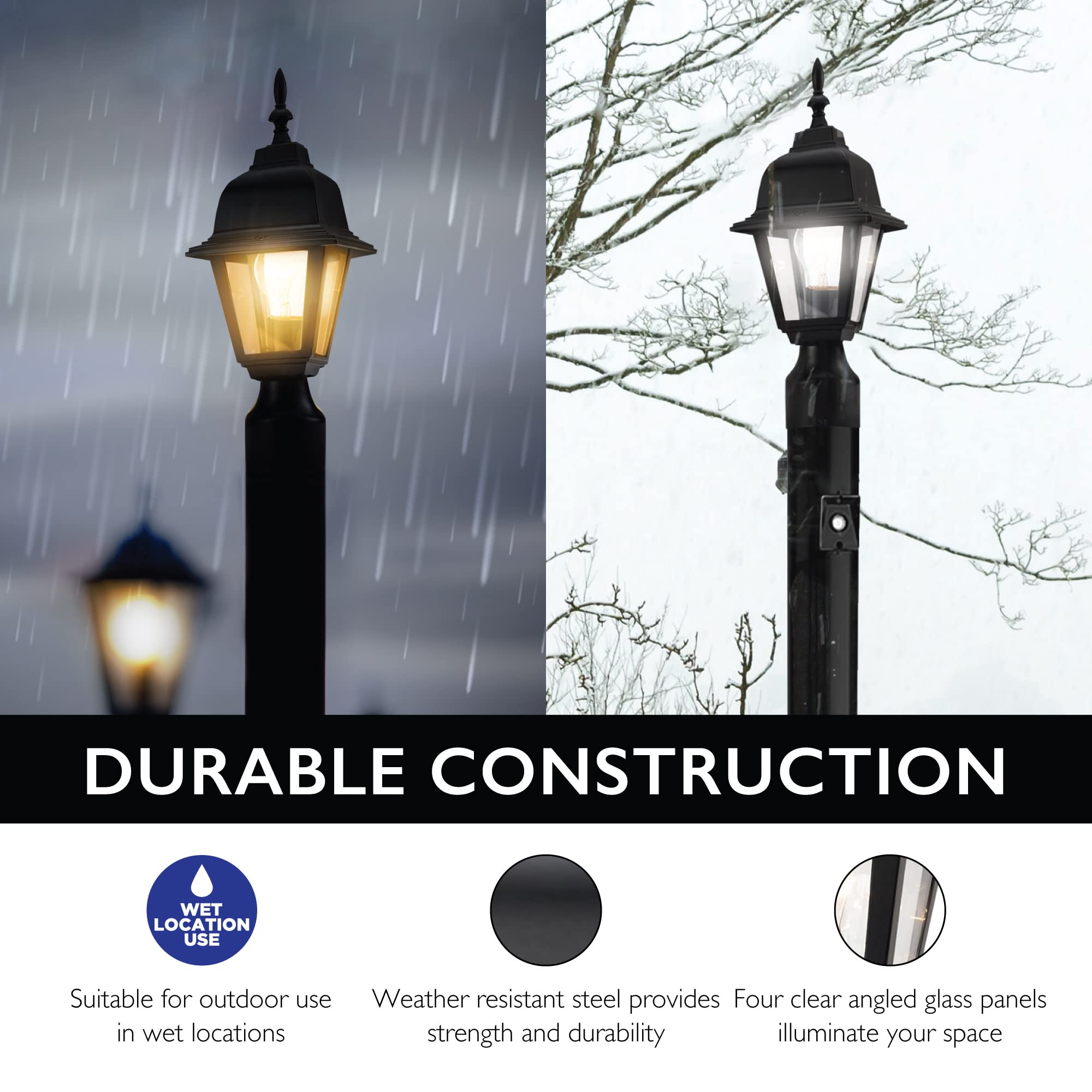 Maple Street Outdoor Post Light With Clear Glass, Wet Rated For Driveway, Patio, And Garden - Design House, 507509
