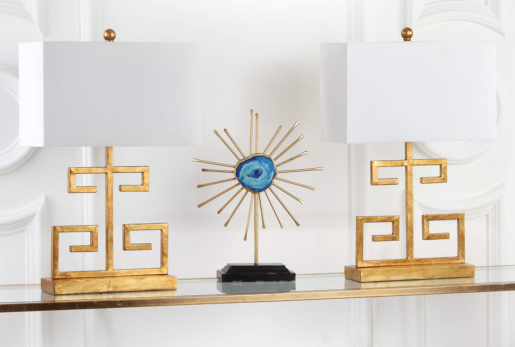 Safavieh Lighting Collection Greek Key Gold And White Table Lamp, Set Of 2