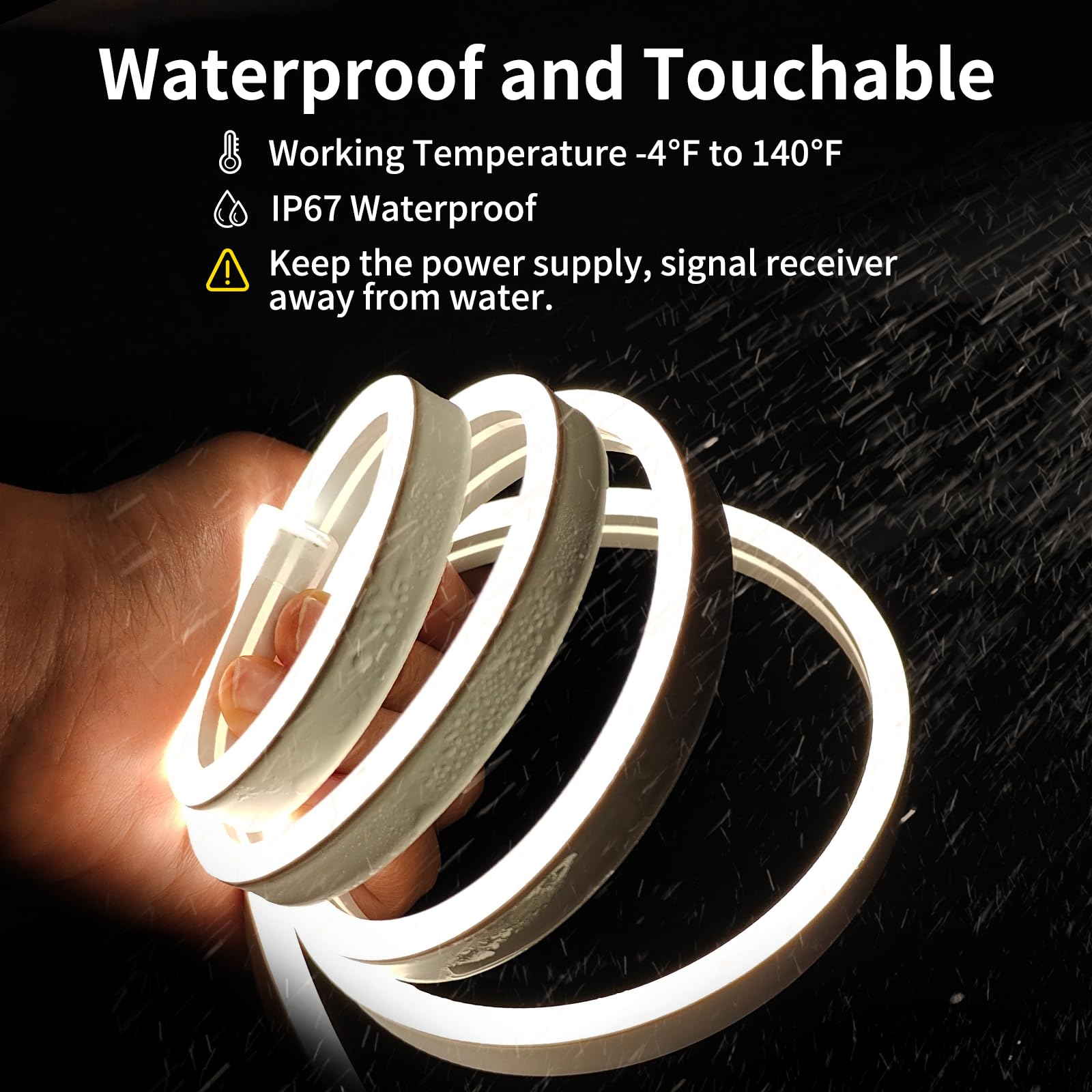 Bunacet Outdoor Led Strip Lights, Ip67 Waterproof Tunable Warm White Lights 3000K-6500K 52Ft-2Rolls, Rf Remote Control With 24V