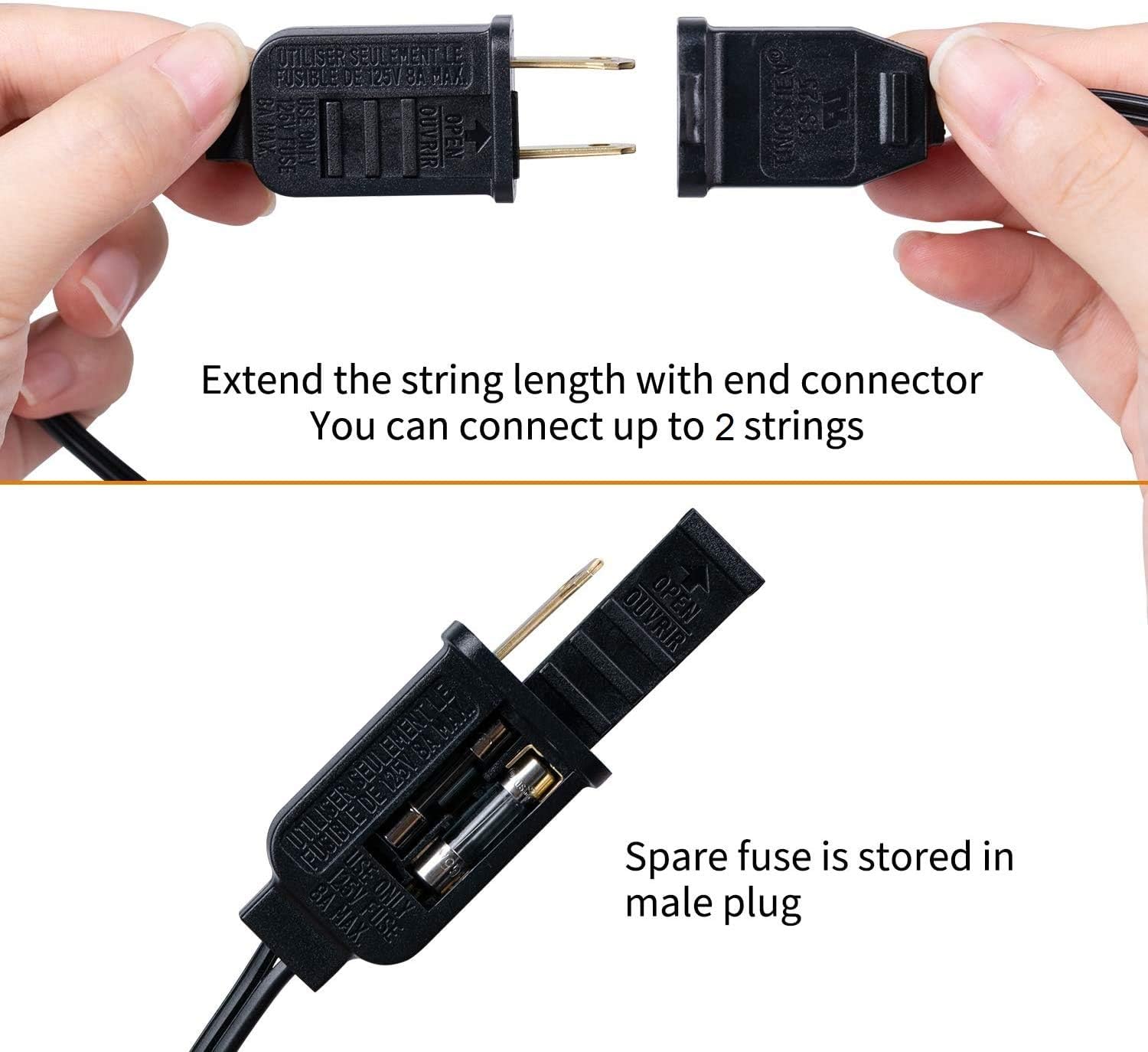 Minetom C9 String Lights, 50FT 50 Bulbs, Clear Bulb Black Wire, Model GYPI-O507BU, Long Life Outdoor Christmas Lights