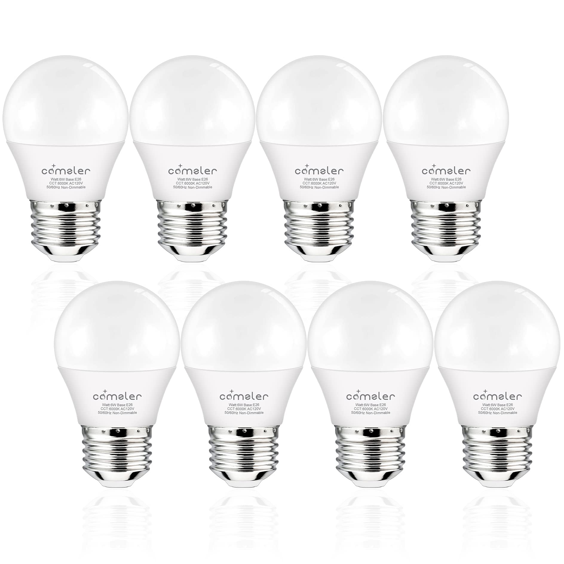 Comzler 8 Pack Appliance Light Bulb E26 Base, 6000K Cool Bright Daylight Light Bulbs, 60 Watt Equivalent Small Refrigerator Bulb