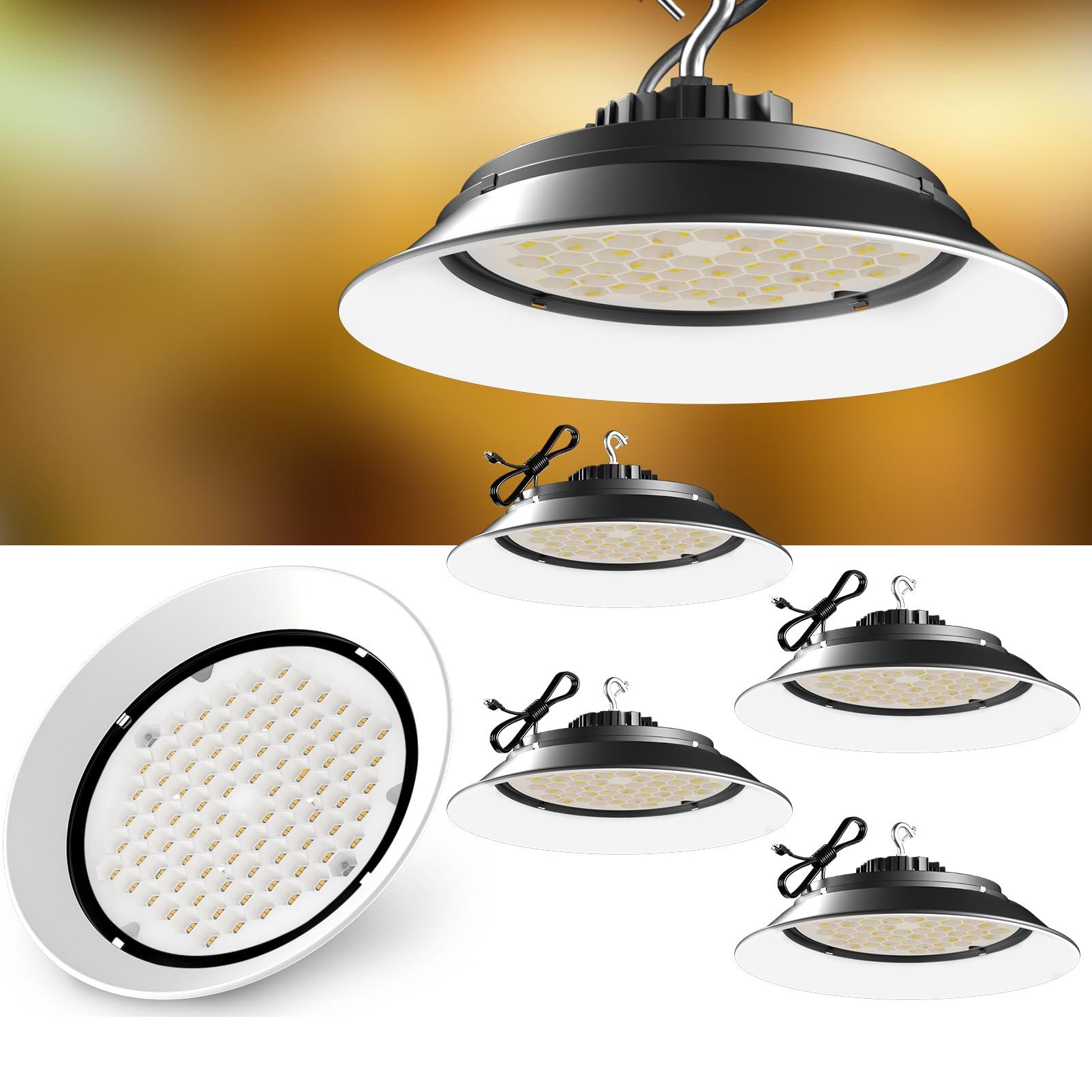 Lightdot Led High Bay Light With Relfector(Beam Angle:120) 250W (344X1W Led) 37500Lm (Strong Brightness) High Bay Led Shop Light