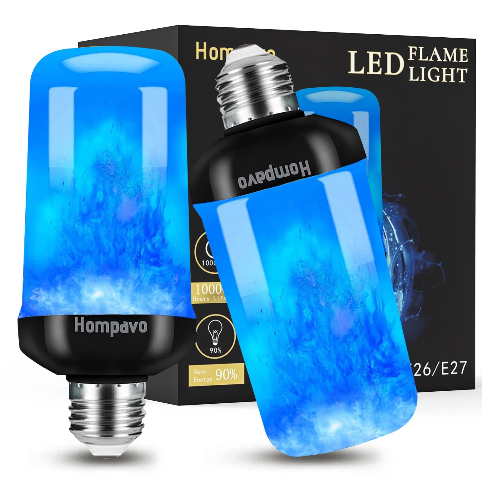 Hompavo Led Flame Light Bulbs, Purple Flickering E26/E27 For Halloween & Christmas (2 Pack)