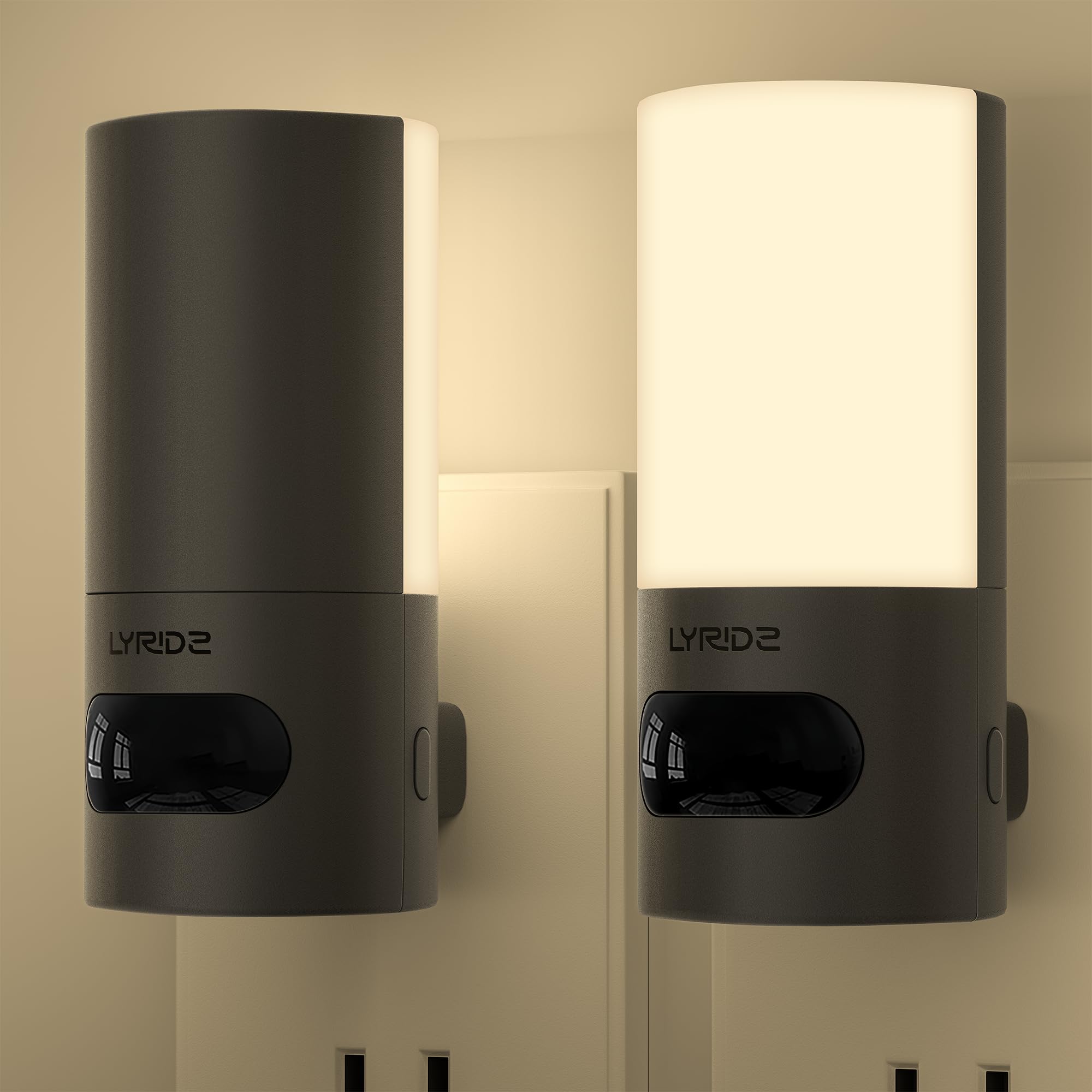 Lyridz Led Rotatable Night Lights Plug Into Wall With Motion Sensor, 1-150 Lumens Dimmable Backlit Nightlight For Indoor Bathroo